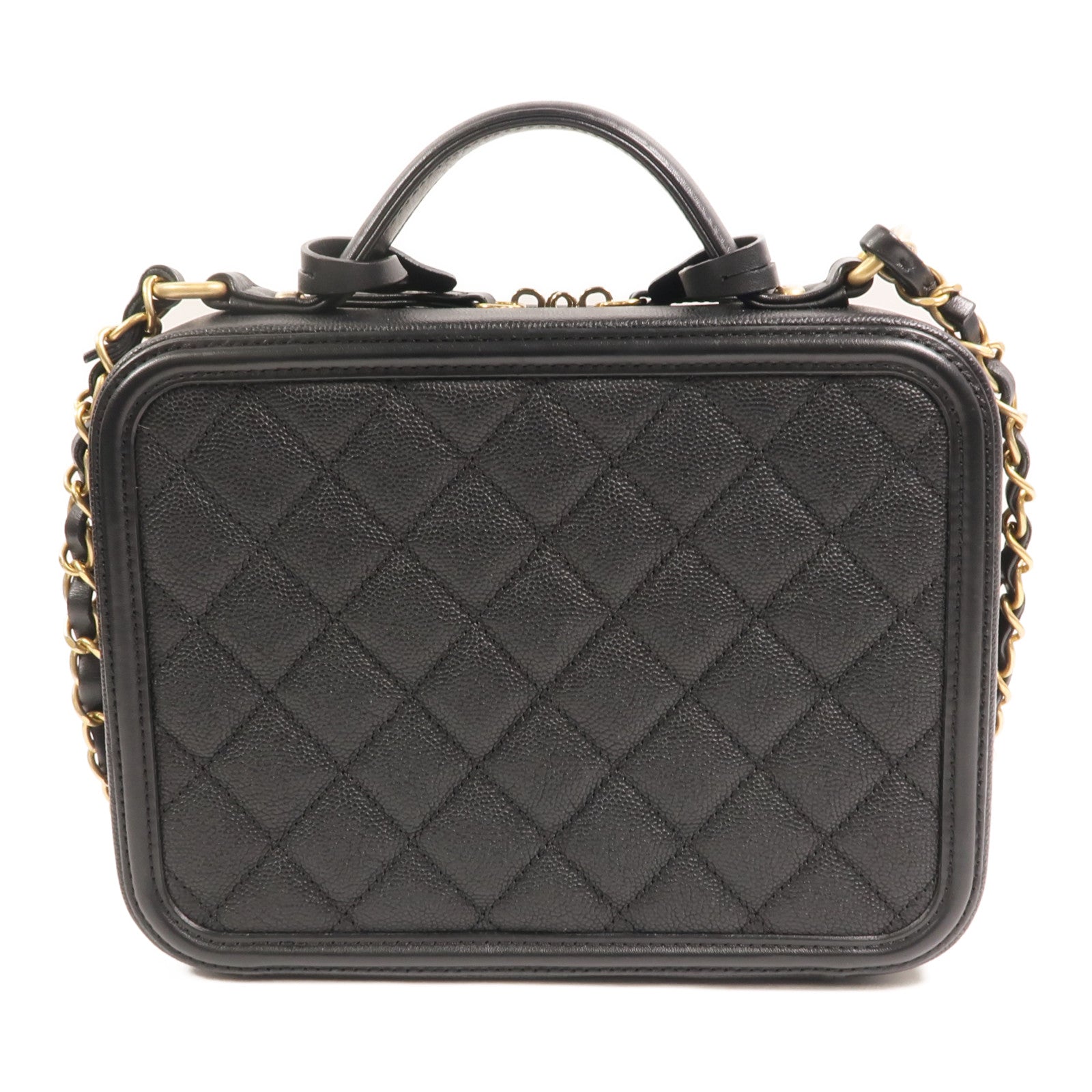 CHANEL 牛皮皮革Medium Vanity Case鏈帶手挽肩背兩用袋