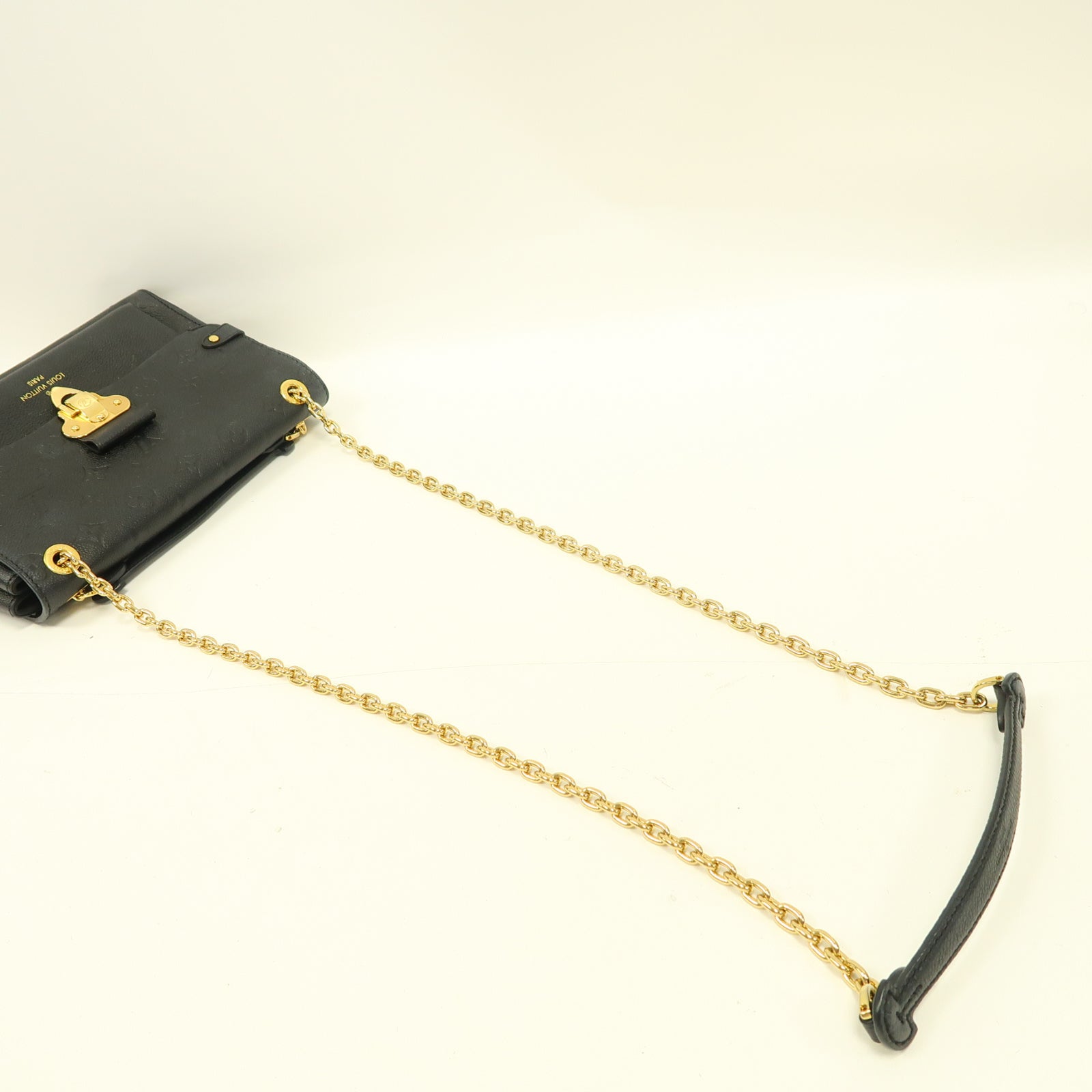 LOUIS VUITTON Monogram Empreinte Vavin PM金扣鏈帶肩背袋黑色