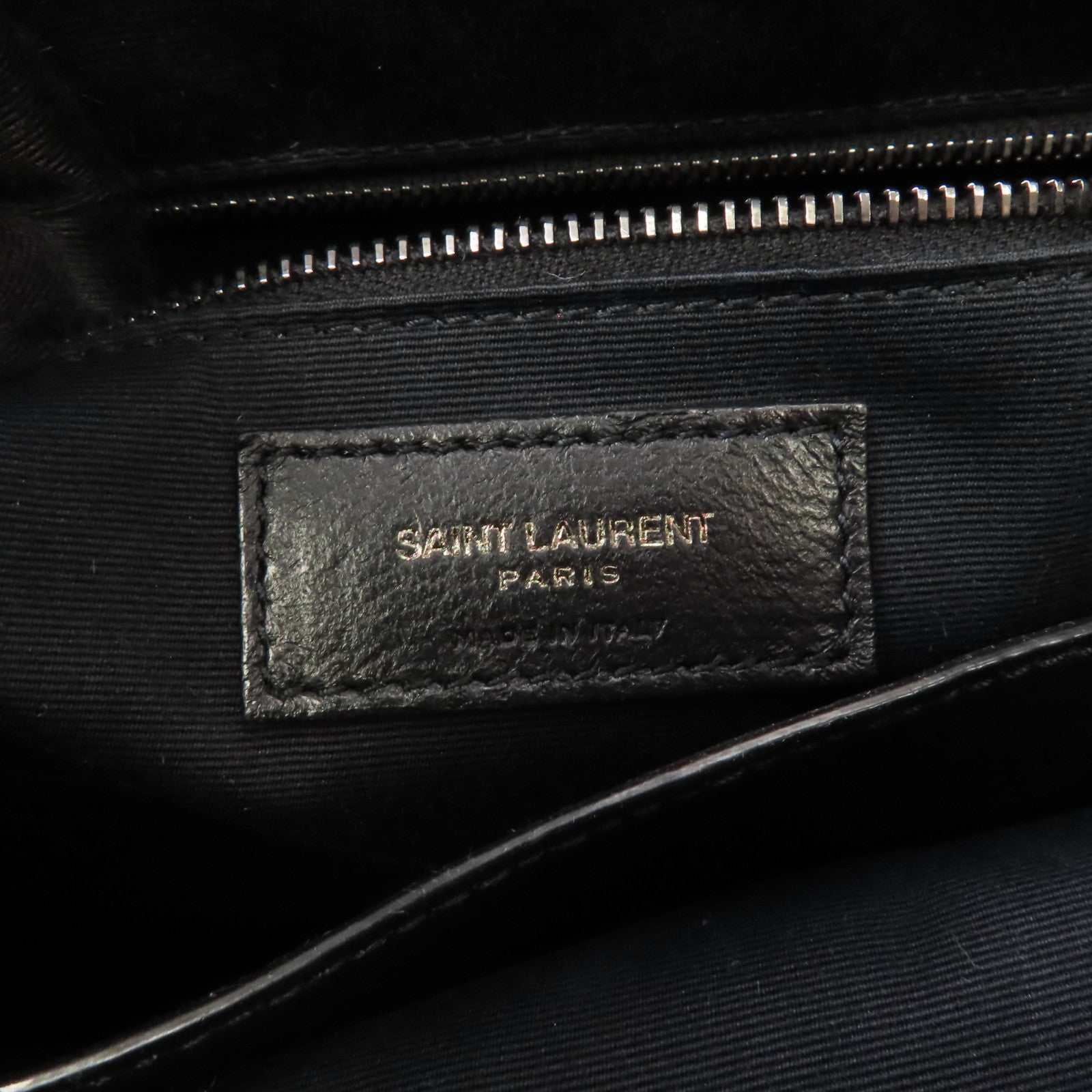 SAINT LAURENT 牛皮皮革Shoulder Bag銀扣鏈帶肩背袋黑色