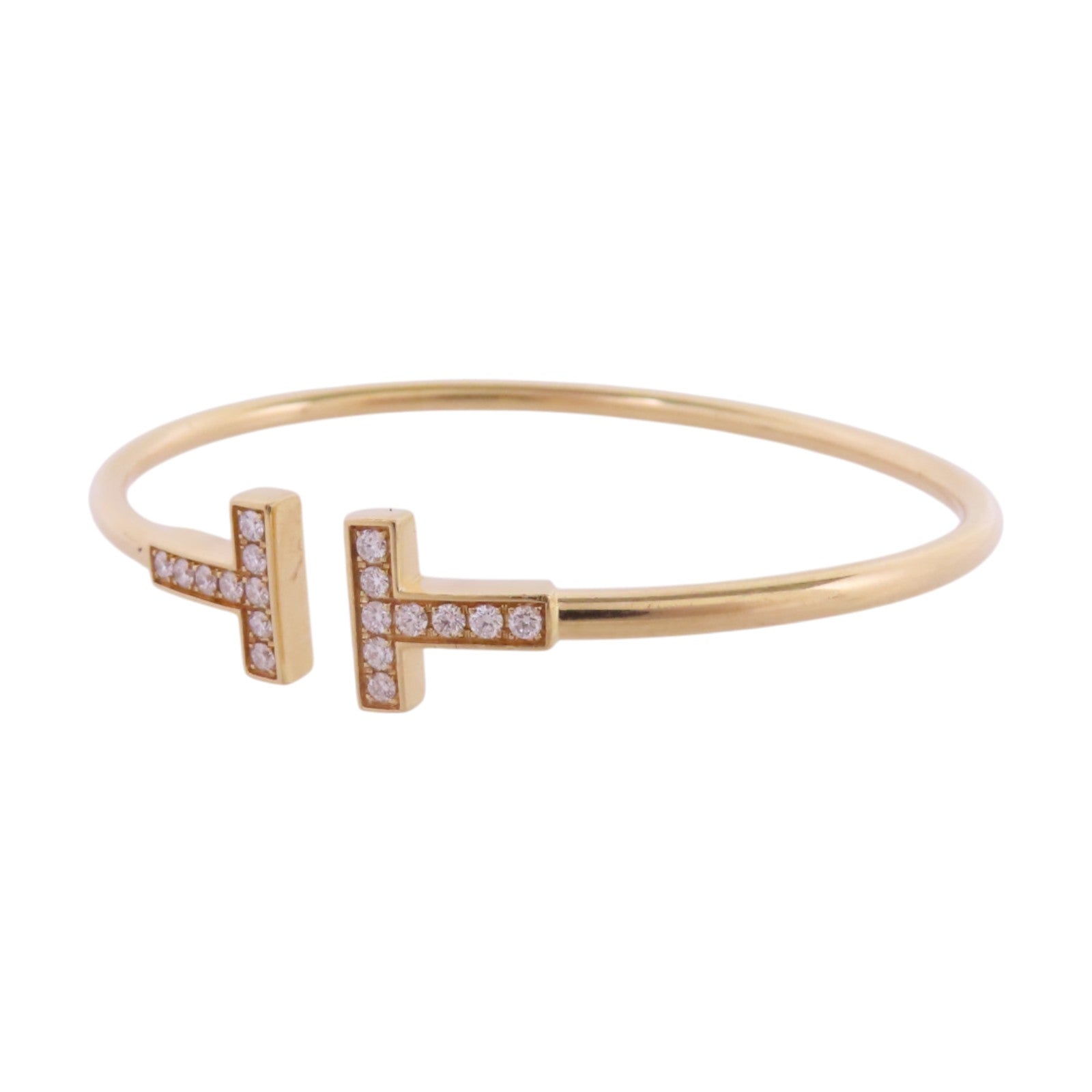 TIFFANY＆CO 18K玫瑰金T Wire Diamond Bangle鑽石手鐲