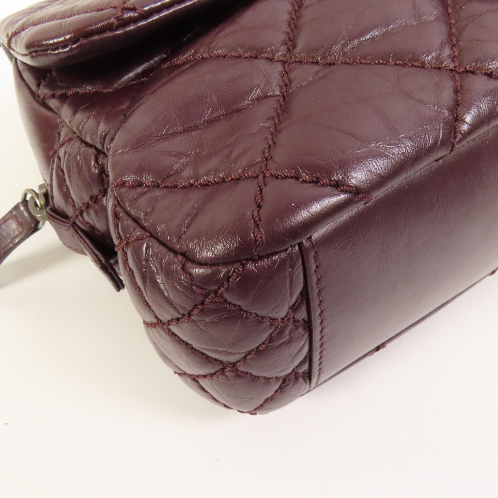 CHANEL 牛皮皮革Chain Shoulder銀扣鏈帶肩背袋