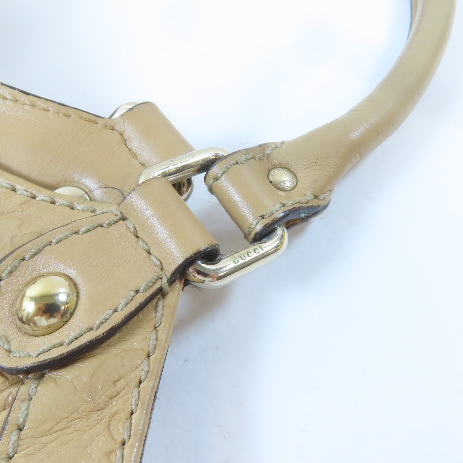 GUCCI 牛皮皮革Shoulder Bag金扣肩背袋啡色