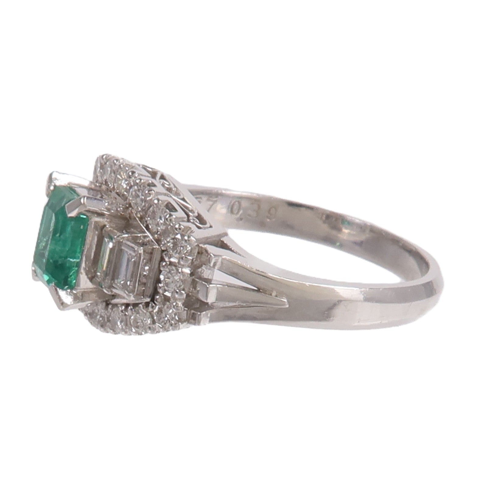 JEWELRY PT900鉑金Emerald Diamond Ring綠寶石/鑽石戒指