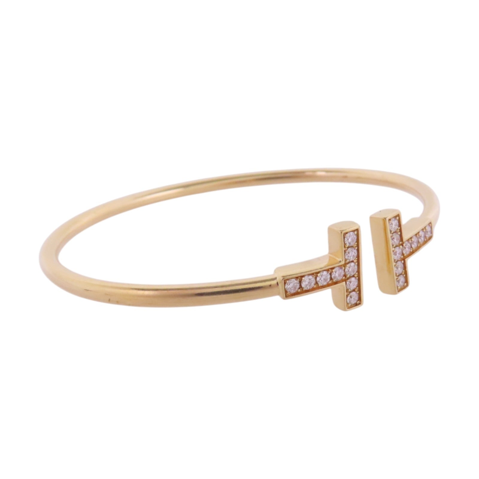 TIFFANY＆CO 18K玫瑰金T Wire Diamond Bangle鑽石手鐲