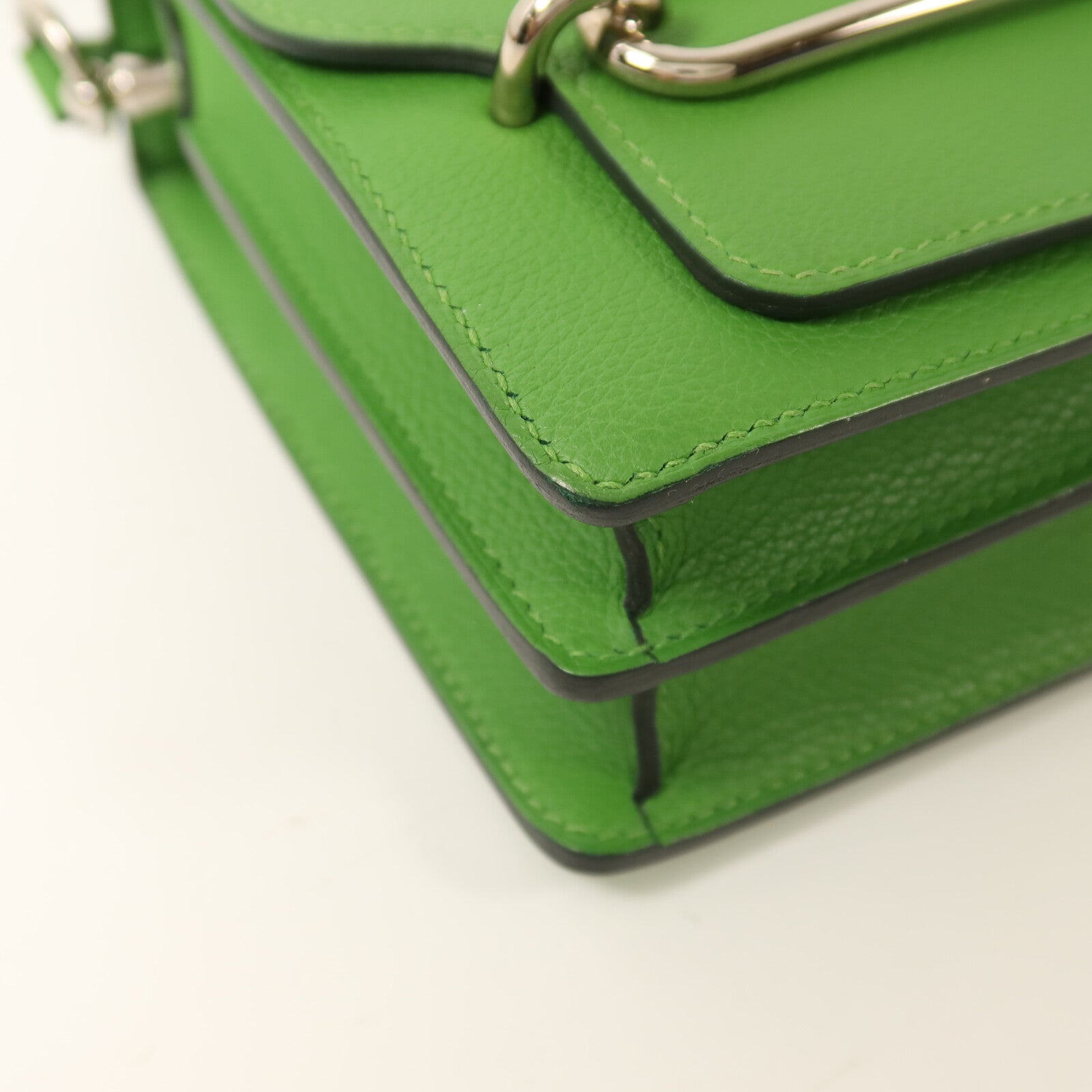 HERMES 【激減優惠】Evercolor皮革Roulis Mini銀扣肩背袋Vert Yucca