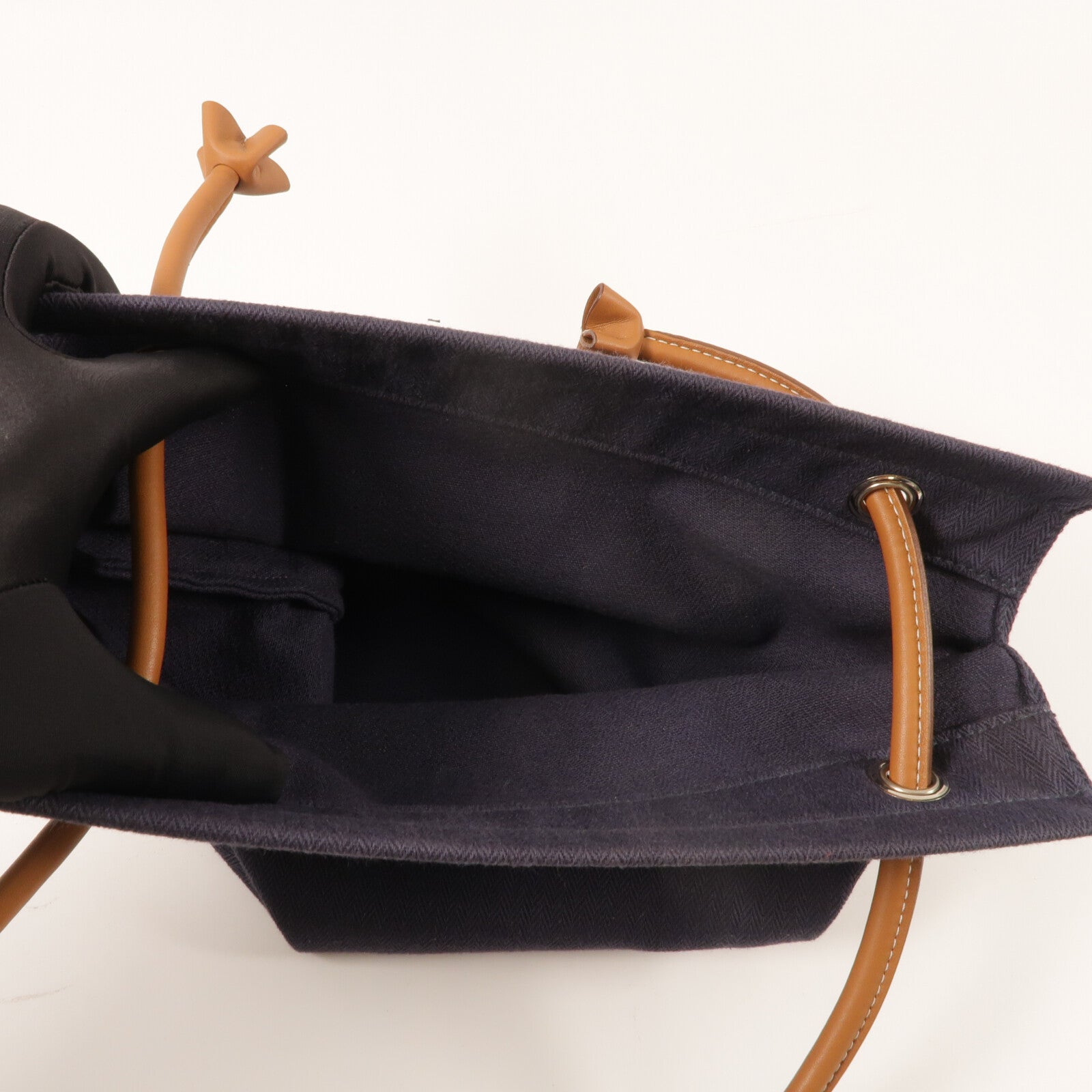 HERMES 帆布/Swift皮革Aline銀扣肩背袋