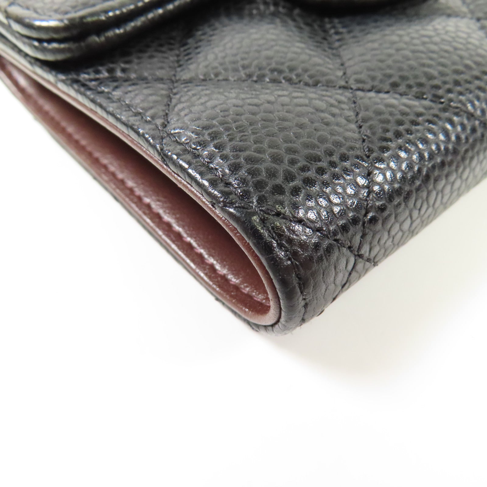 CHANEL 牛皮皮革Trifold Wallet金扣錢包