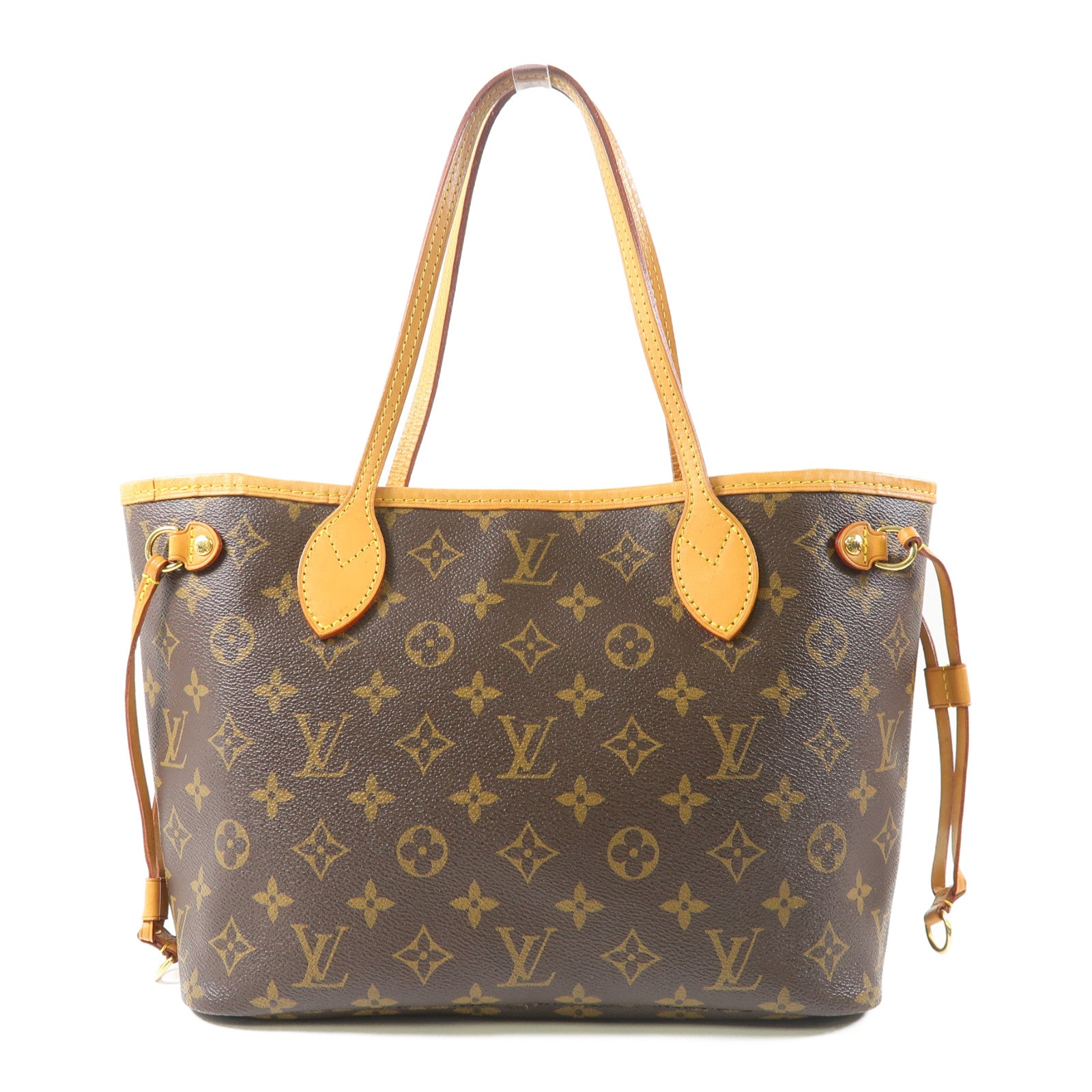 LOUIS VUITTON Monogram Neverfull PM金扣手挽袋啡色