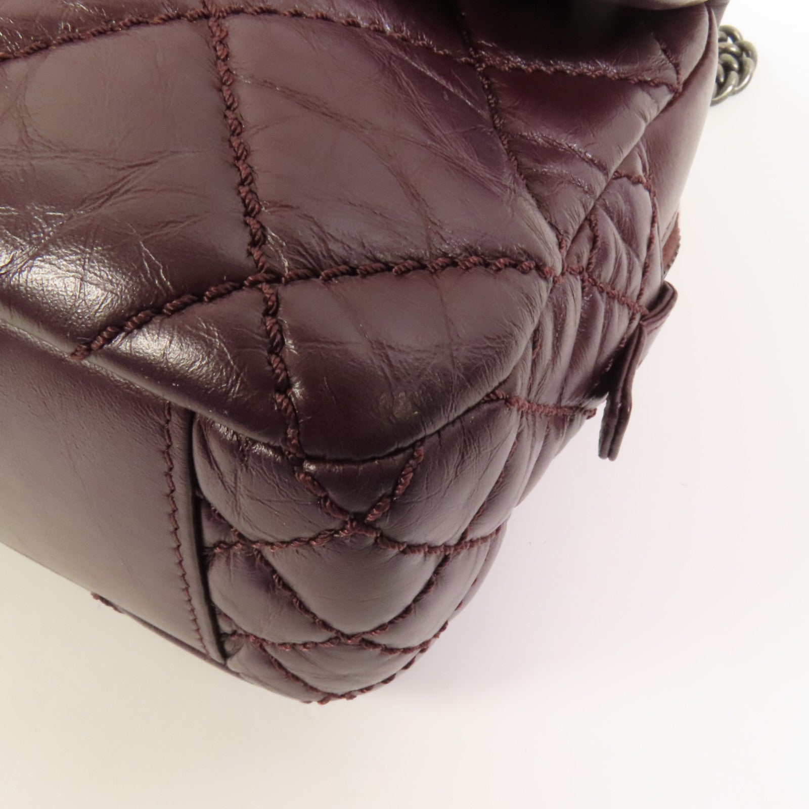 CHANEL 牛皮皮革Chain Shoulder銀扣鏈帶肩背袋
