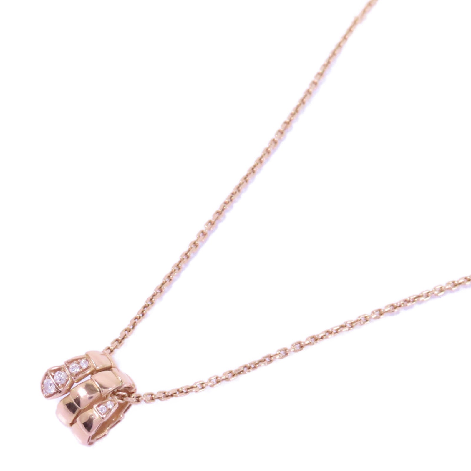 BVLGARI 18K玫瑰金Serpenti Viper Diamond Necklace鑽石項鍊