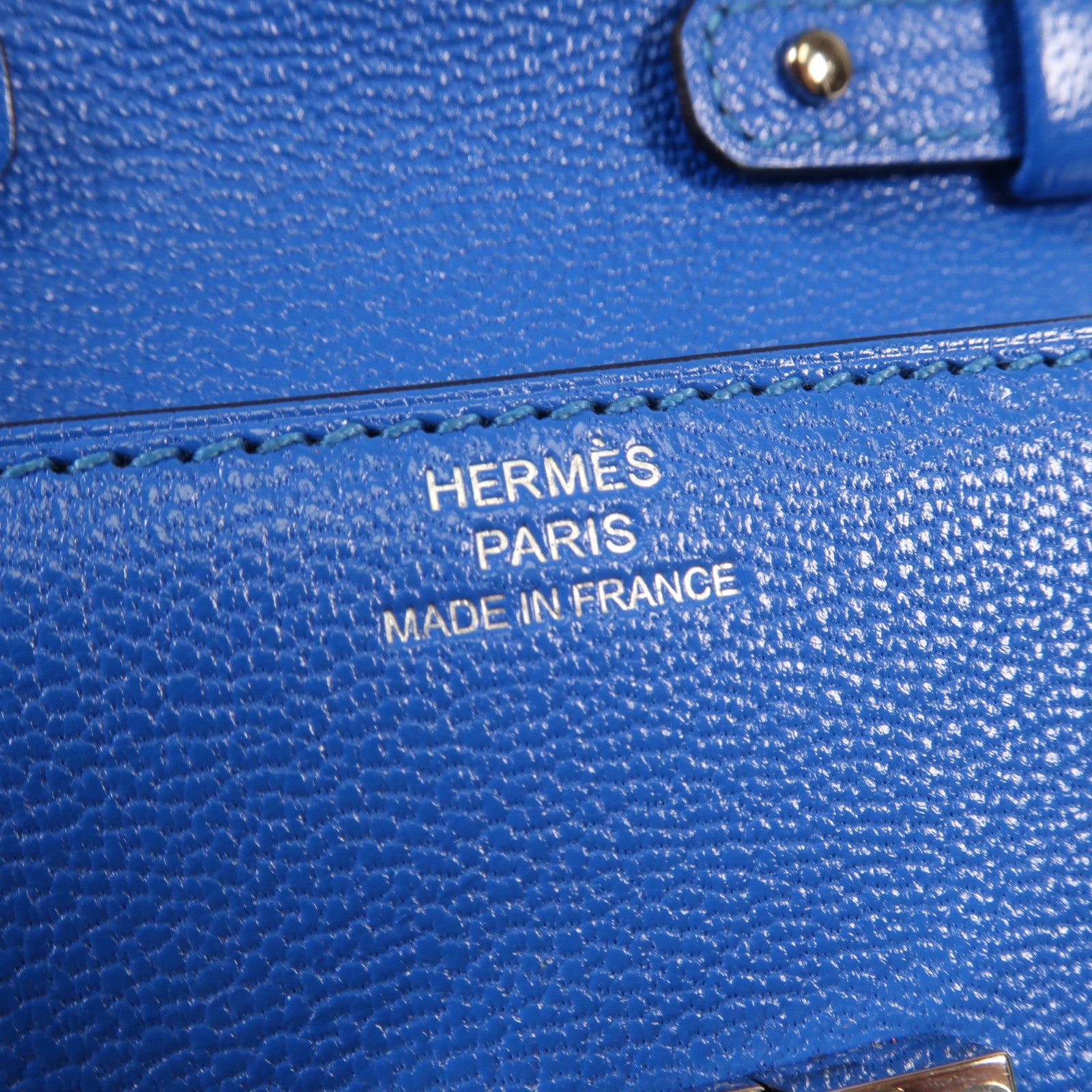 HERMES Chevre皮革Cinhetic To Go Wallet銀扣肩背袋Blue Brighton