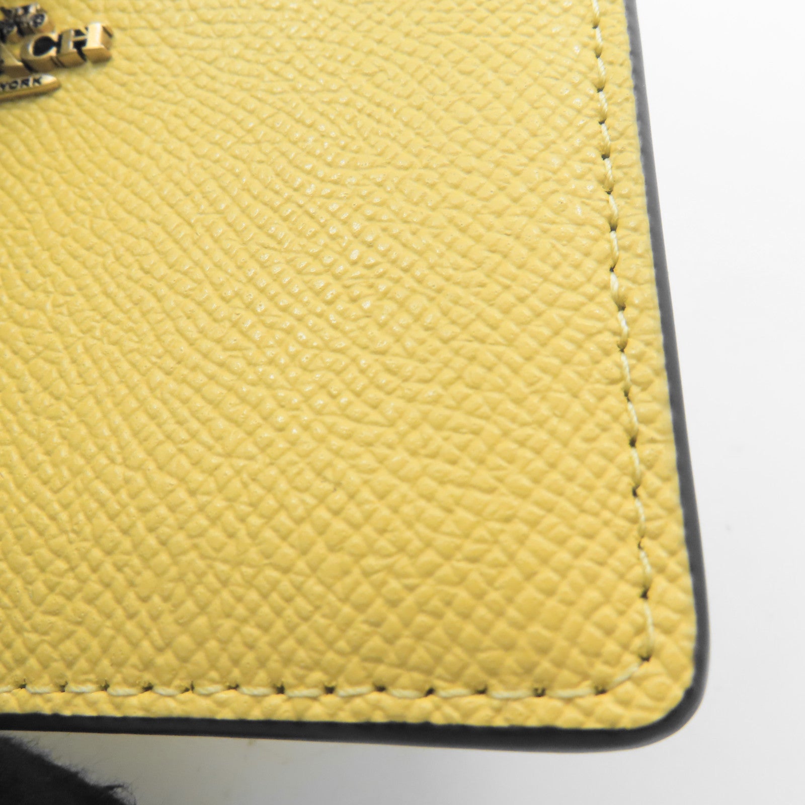 COACH 牛皮皮革Card Case金扣卡片包黃色