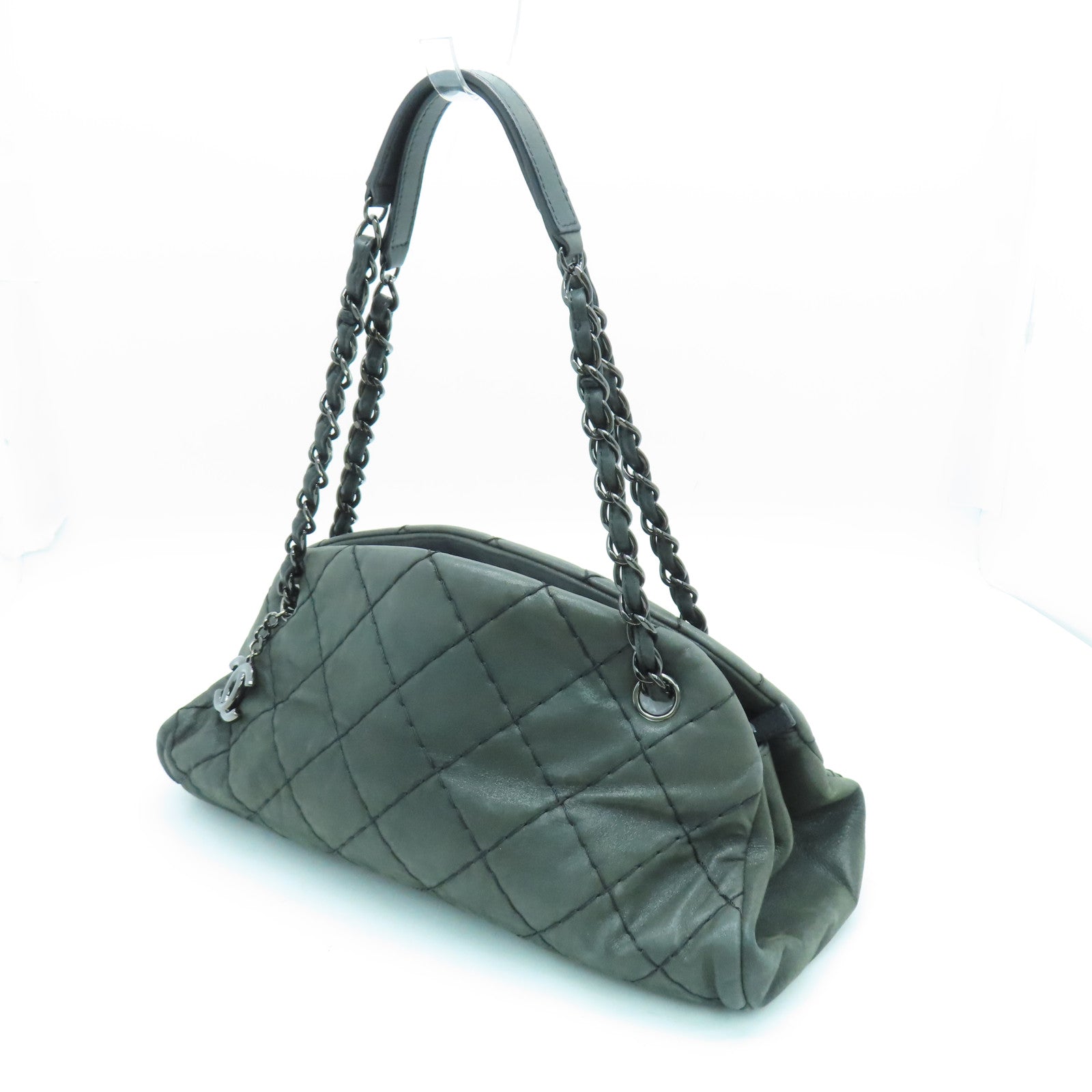 CHANEL cowhide leather Chain Shoulder shoulder bag dark green