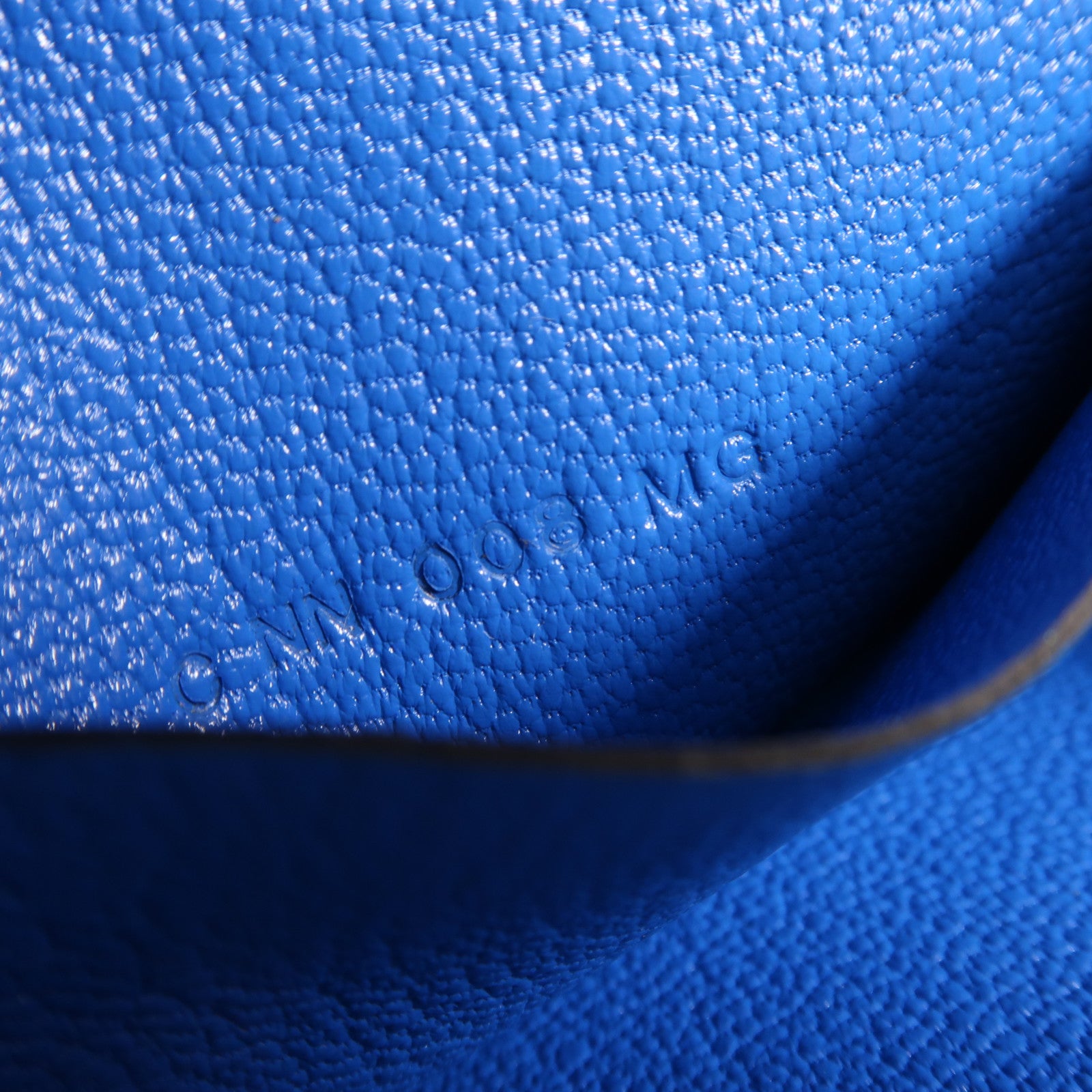 HERMES Chevre皮革Cinhetic To Go Wallet銀扣肩背袋Blue Brighton