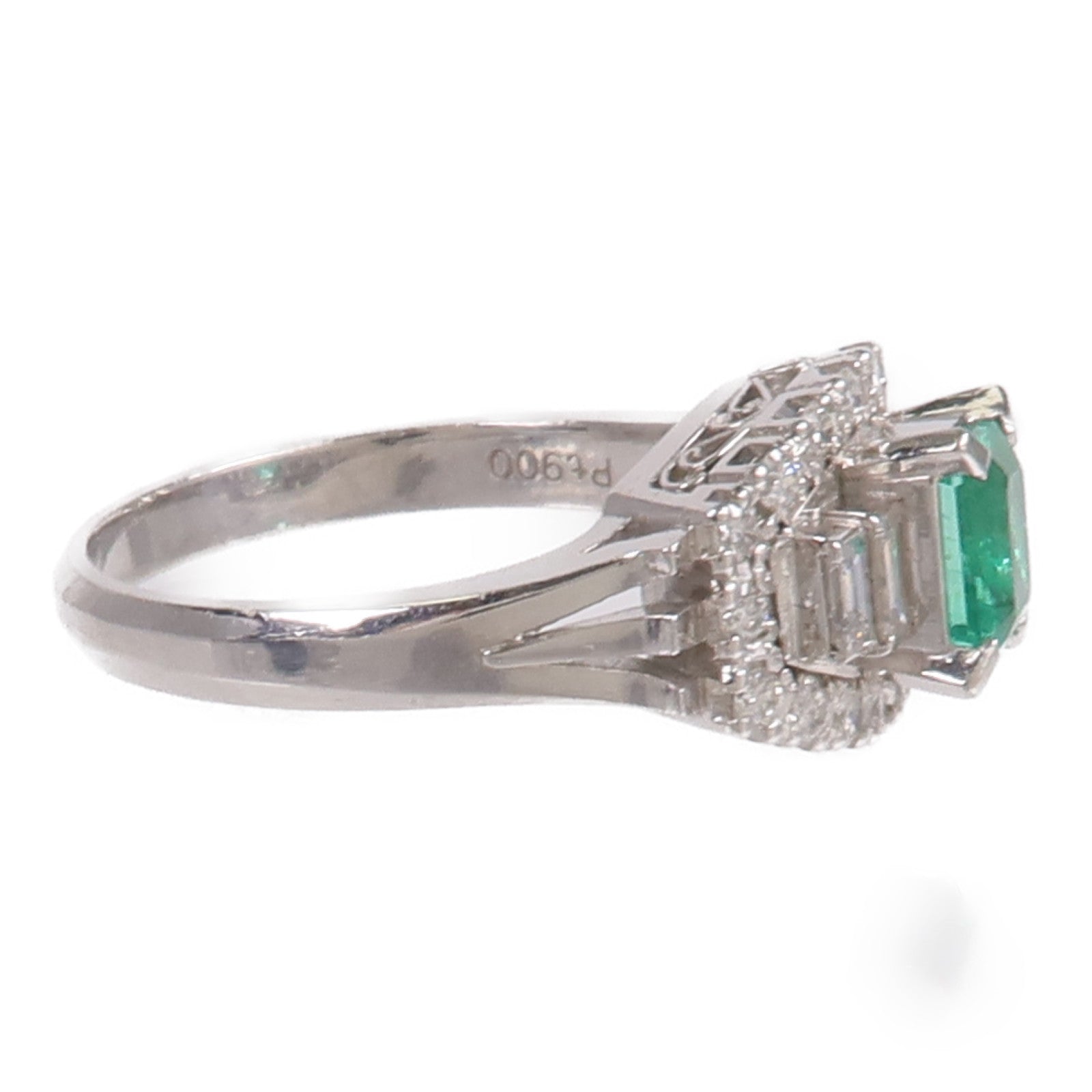 JEWELRY PT900鉑金Emerald Diamond Ring綠寶石/鑽石戒指