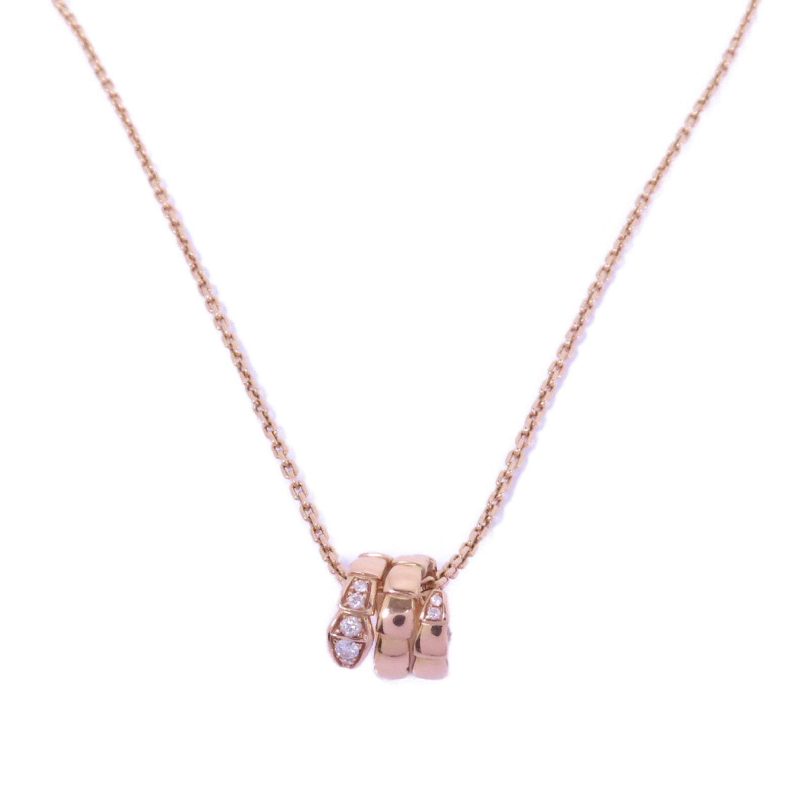 BVLGARI 18K玫瑰金Serpenti Viper Diamond Necklace鑽石項鍊