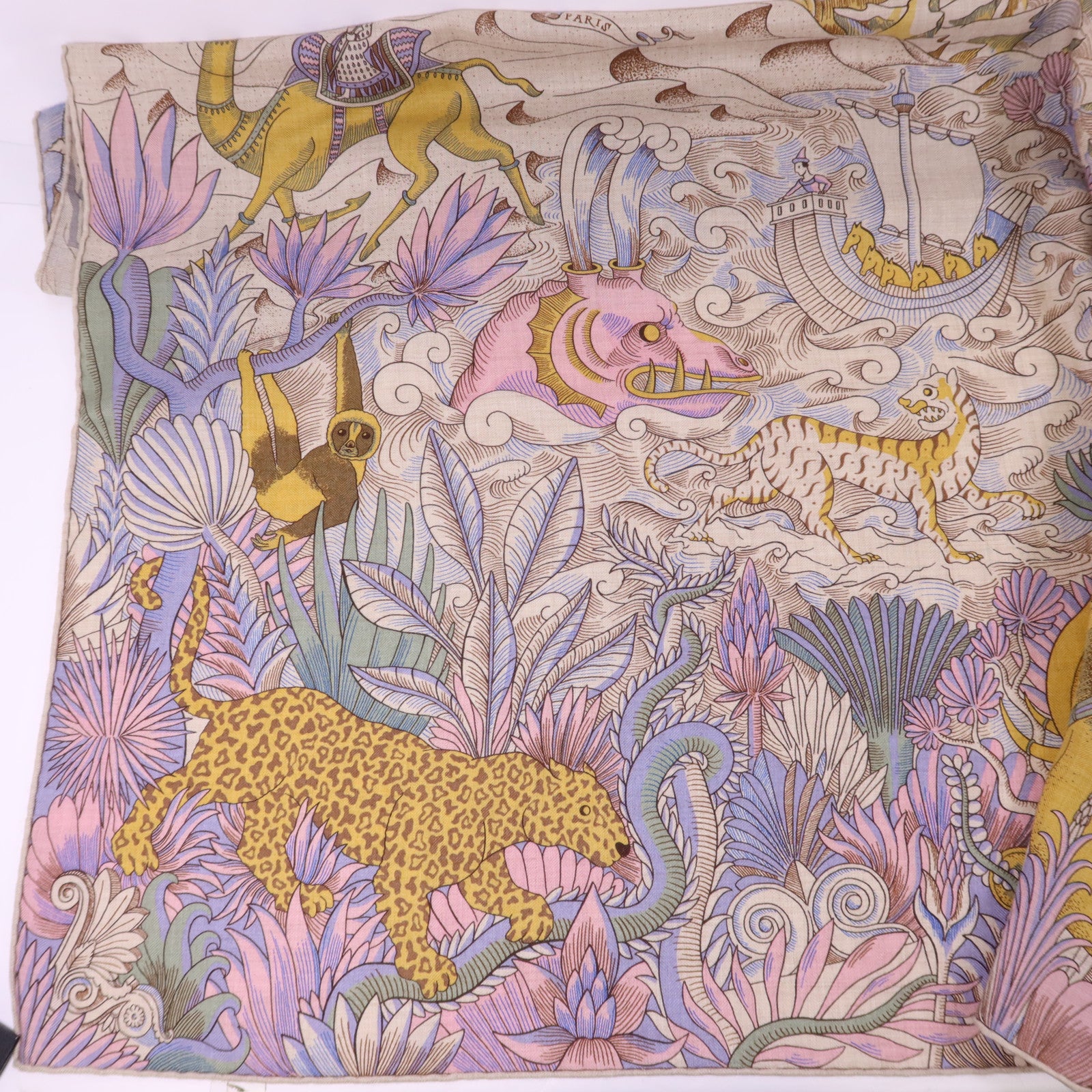 HERMES 絲質/羊絨Scarf 140X140絲巾