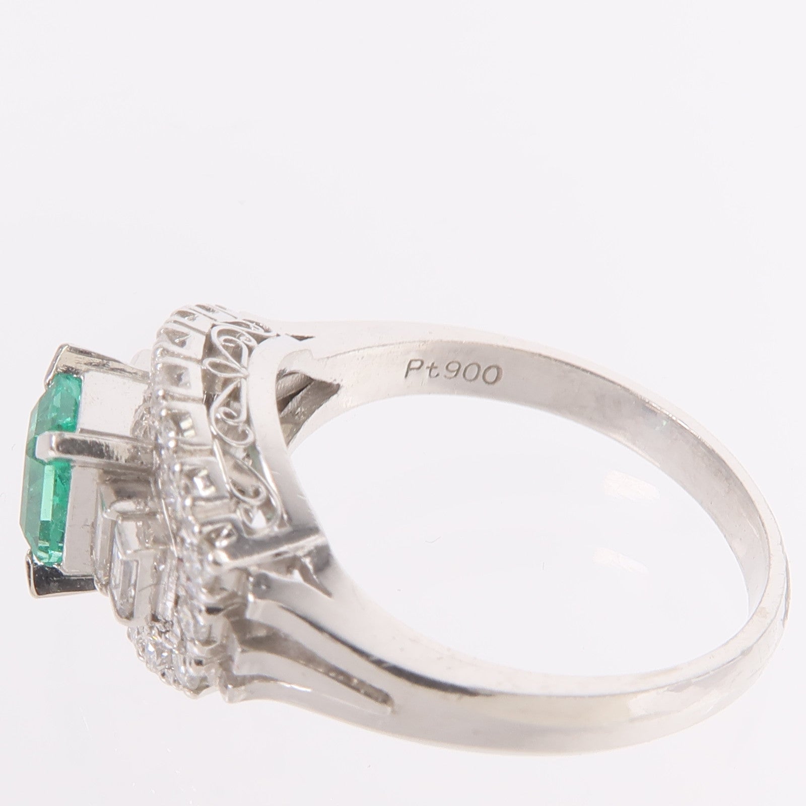 JEWELRY PT900鉑金Emerald Diamond Ring綠寶石/鑽石戒指