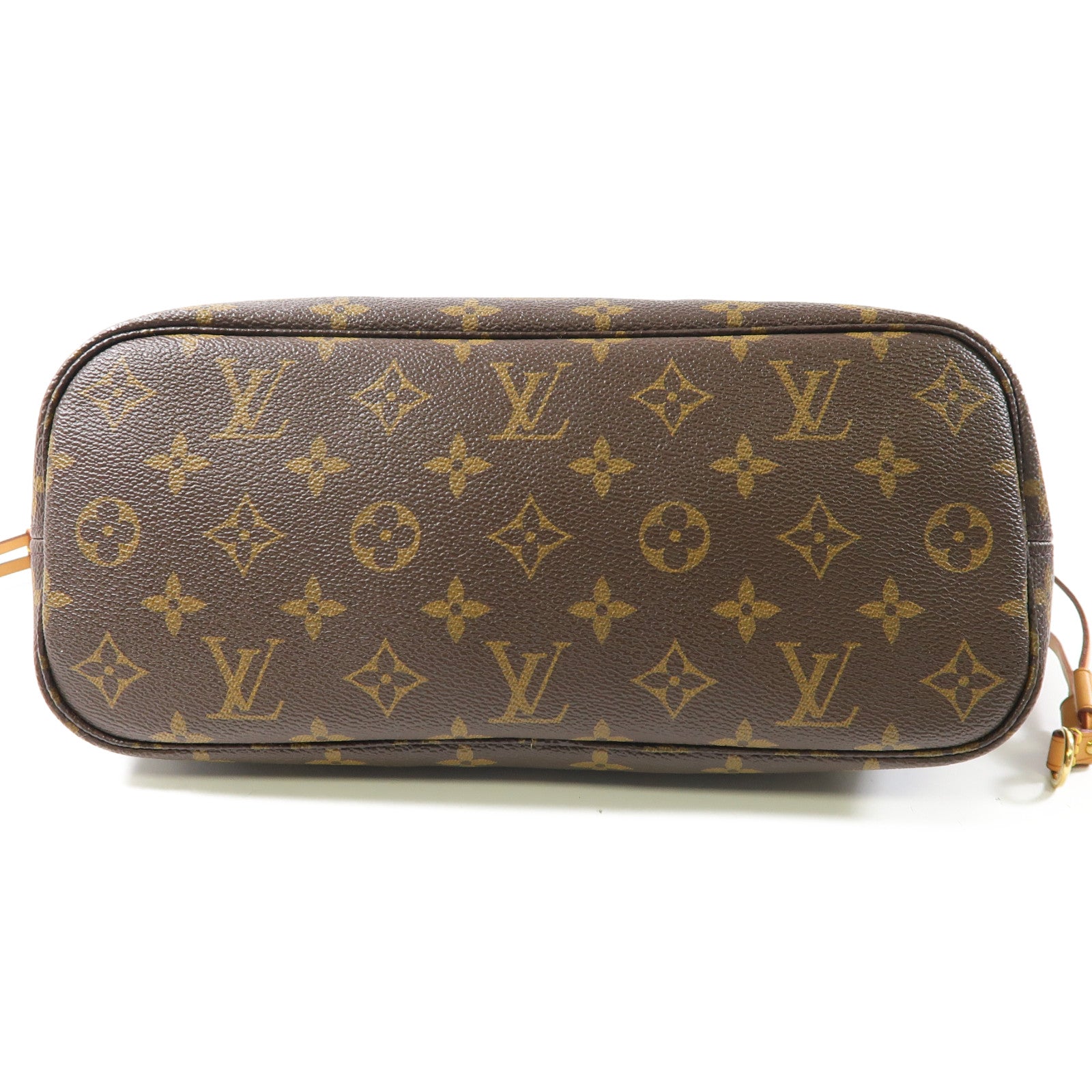 LOUIS VUITTON Monogram Neverfull PM金扣手挽袋啡色