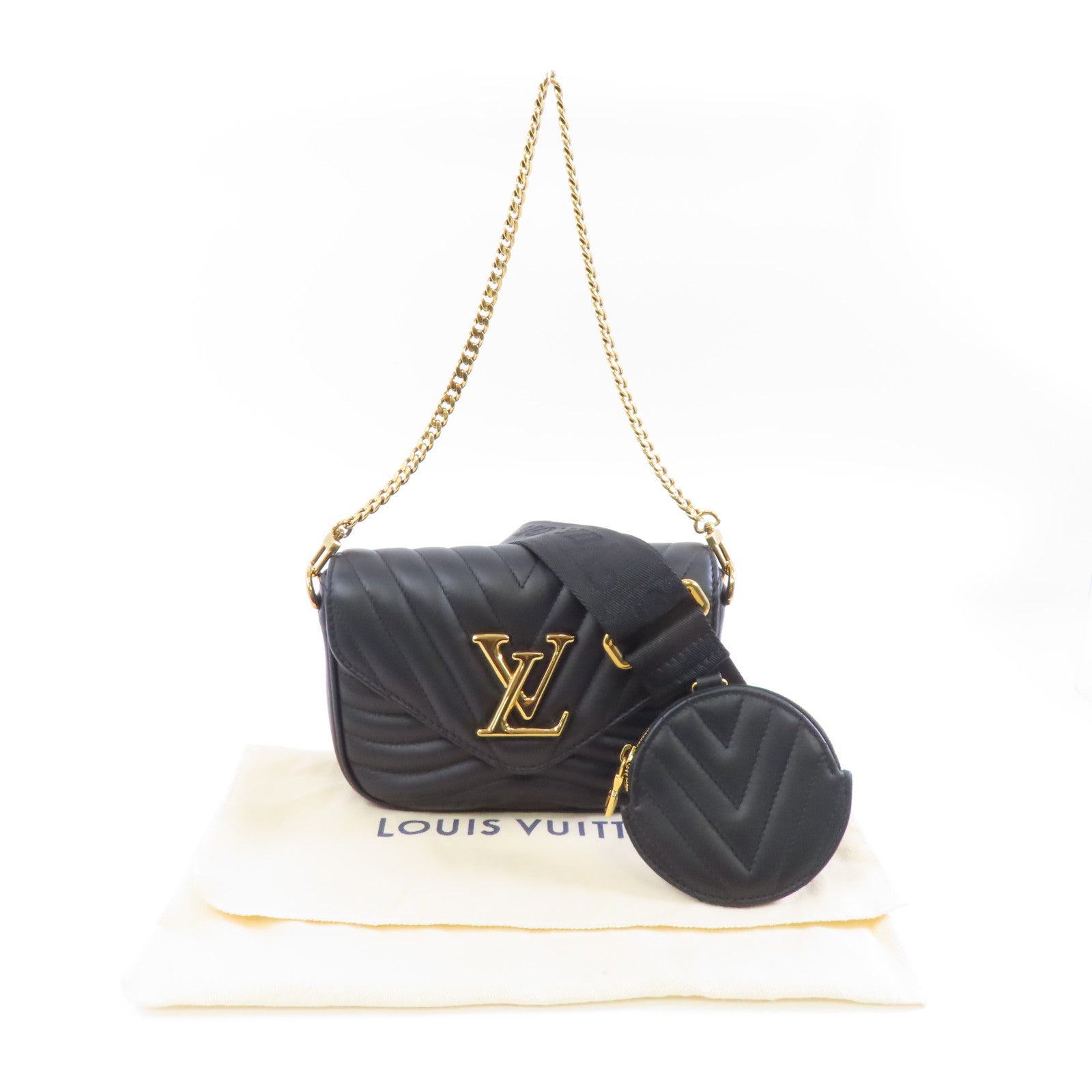 LOUIS VUITTON 牛皮皮革New Wave金扣手挽肩背兩用袋黑色