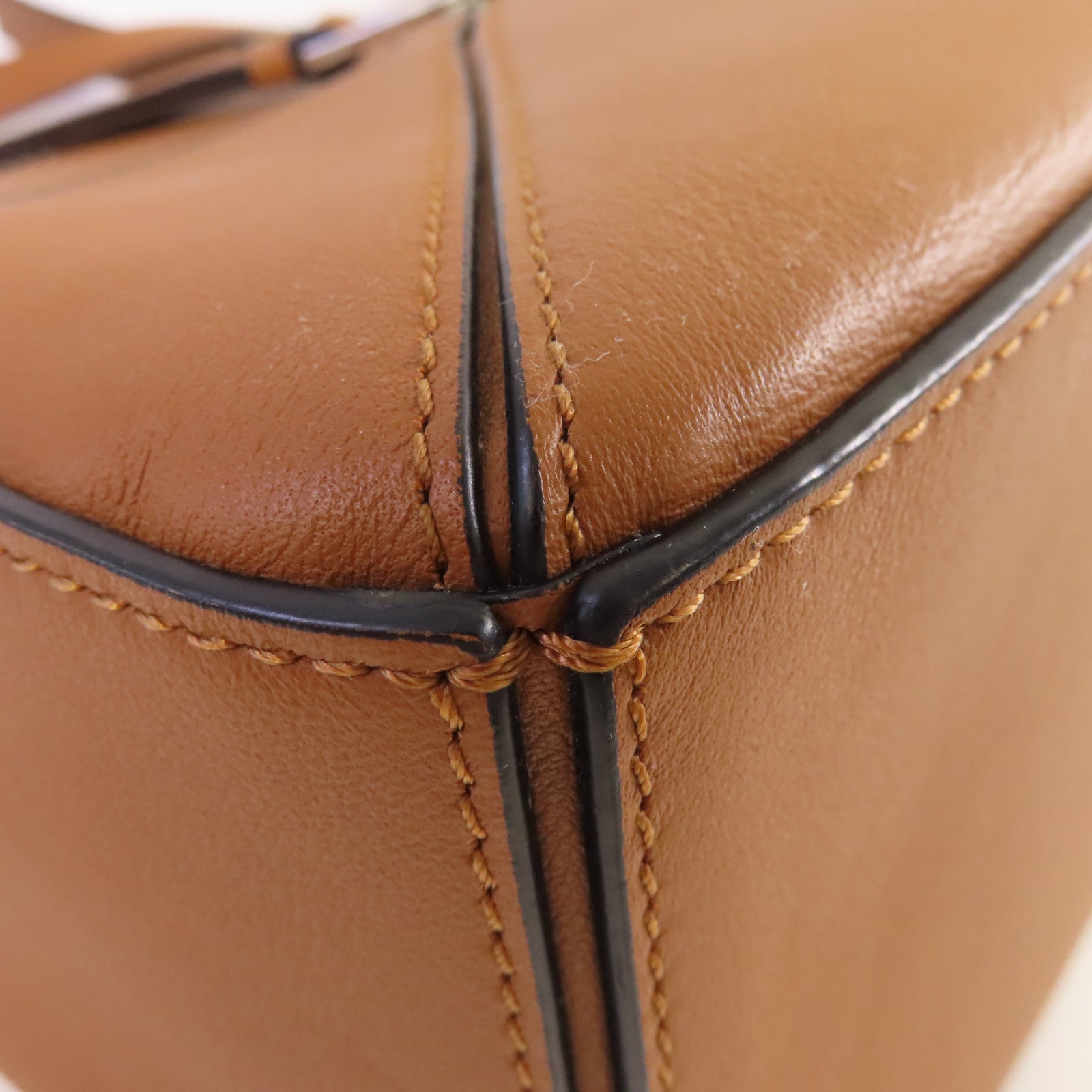 LOEWE 牛皮皮革Puzzle Bag 2Way Shoulder Bag銀扣手挽肩背兩用袋啡色