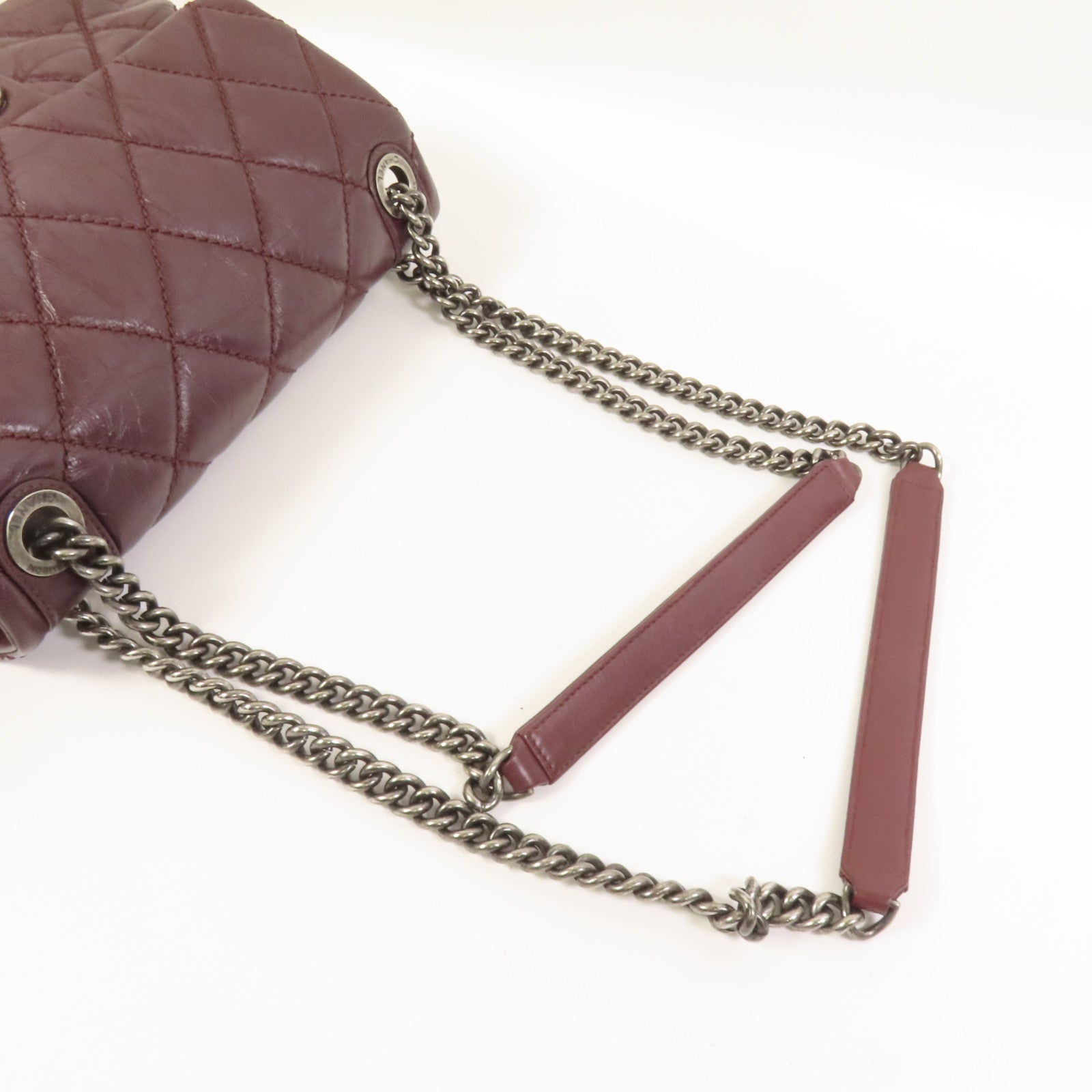 CHANEL 牛皮皮革Chain Shoulder銀扣鏈帶肩背袋
