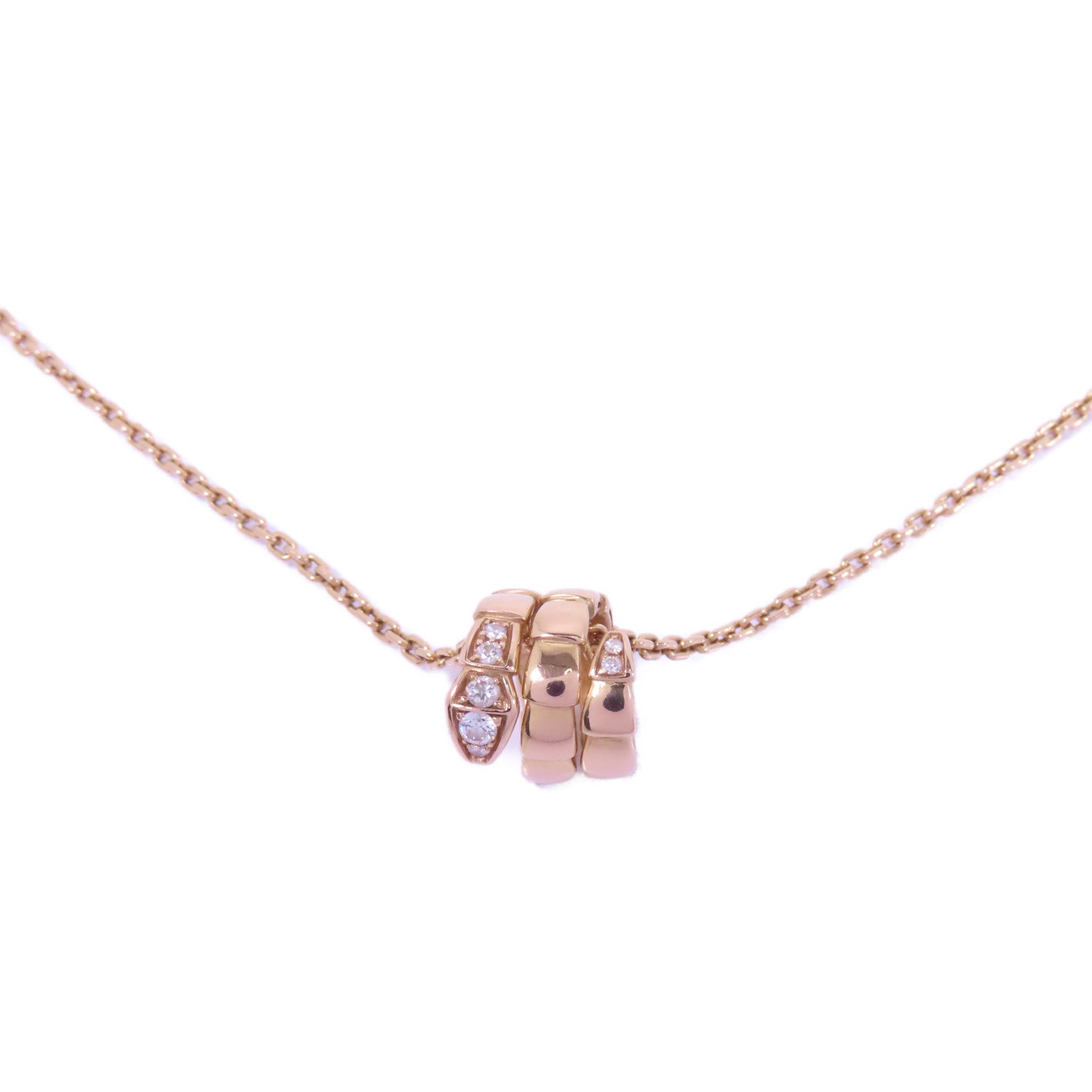 BVLGARI 18K玫瑰金Serpenti Viper Diamond Necklace鑽石項鍊