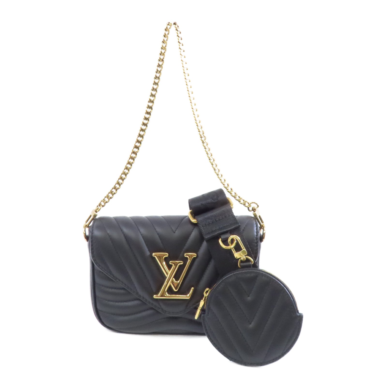 LOUIS VUITTON 牛皮皮革New Wave金扣手挽肩背兩用袋黑色