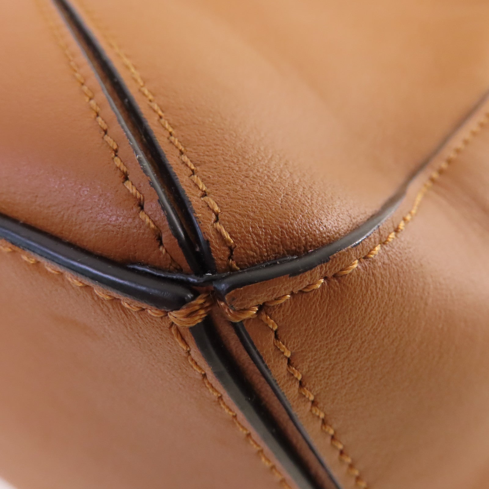 LOEWE 牛皮皮革Puzzle Bag 2Way Shoulder Bag銀扣手挽肩背兩用袋啡色
