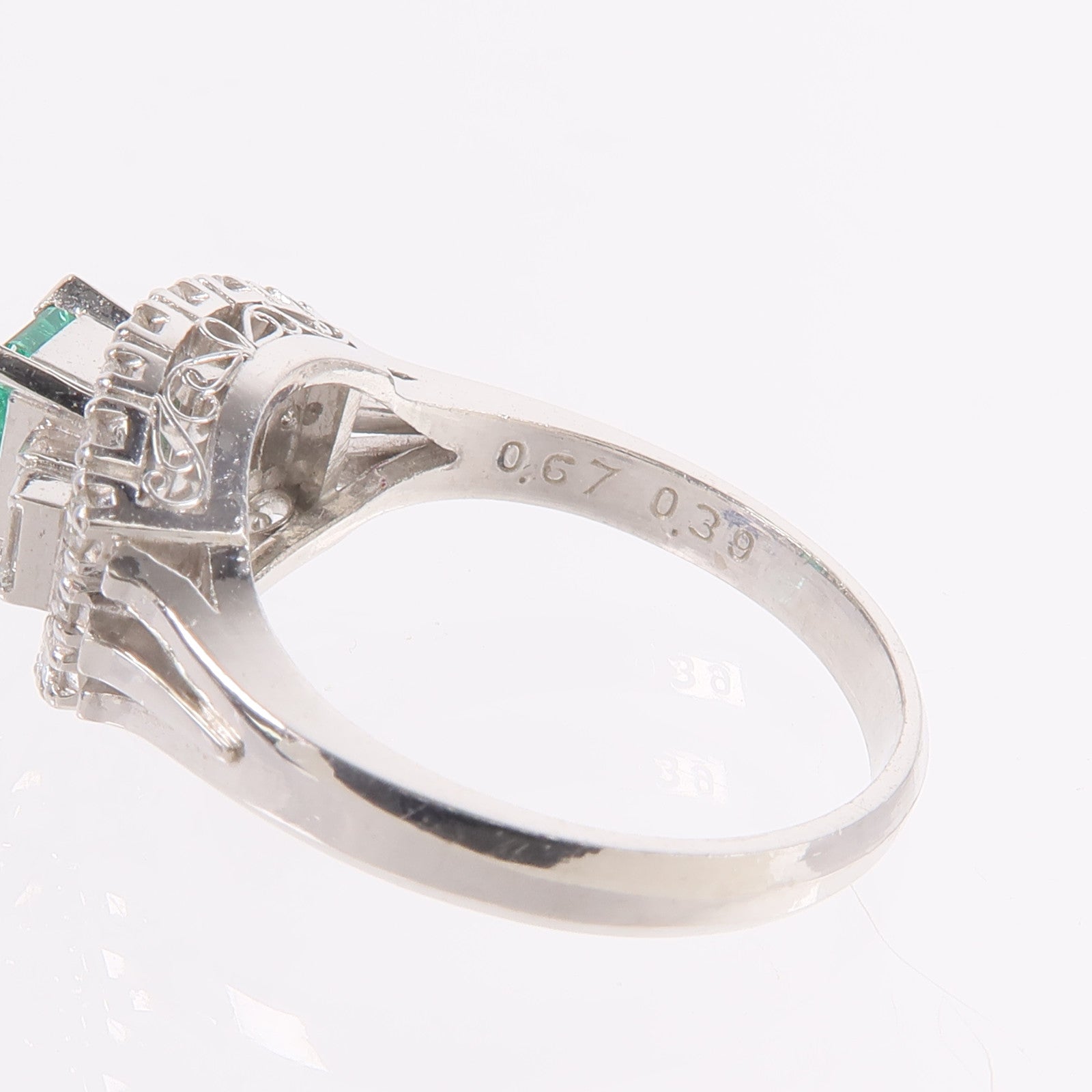 JEWELRY PT900鉑金Emerald Diamond Ring綠寶石/鑽石戒指