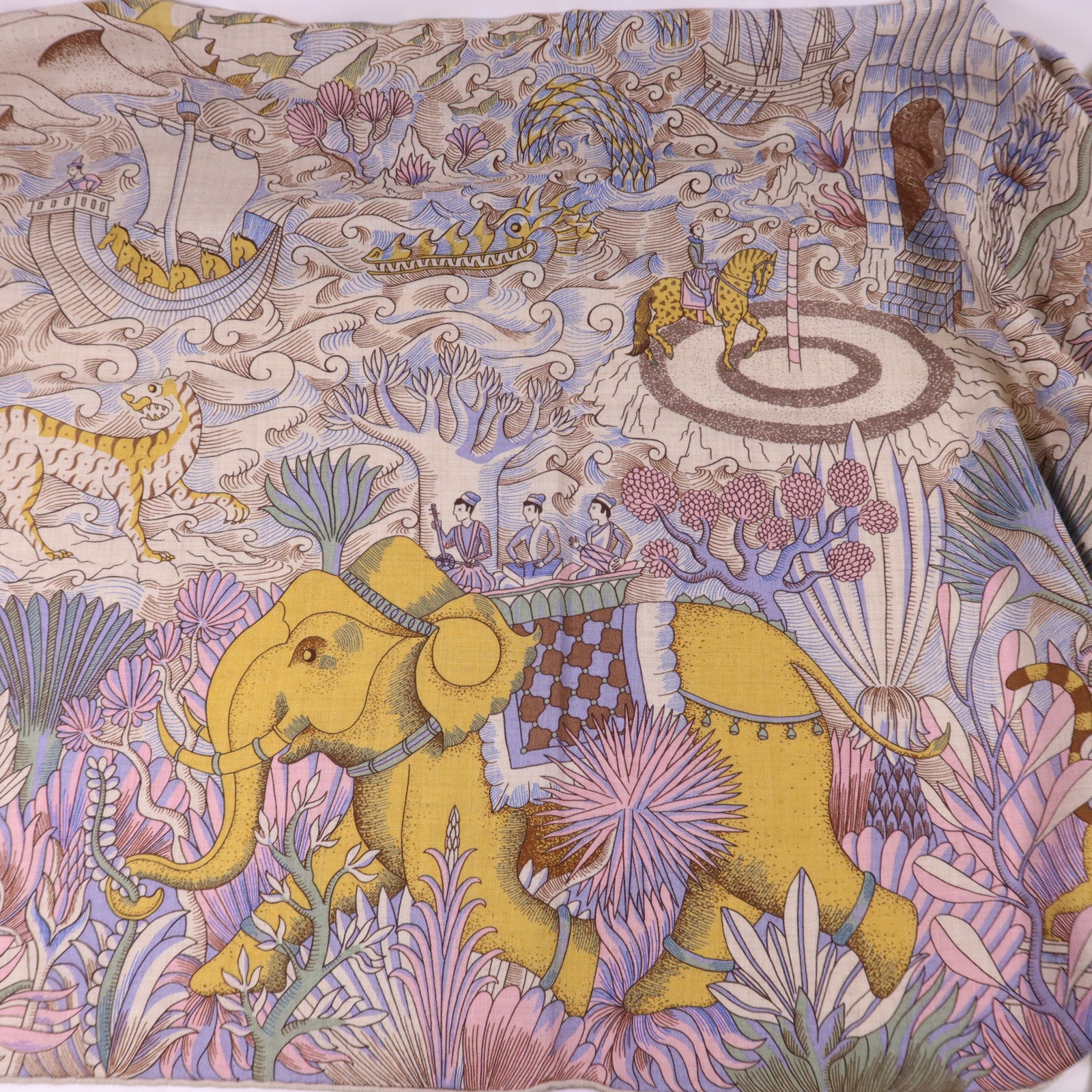 HERMES 絲質/羊絨Scarf 140X140絲巾