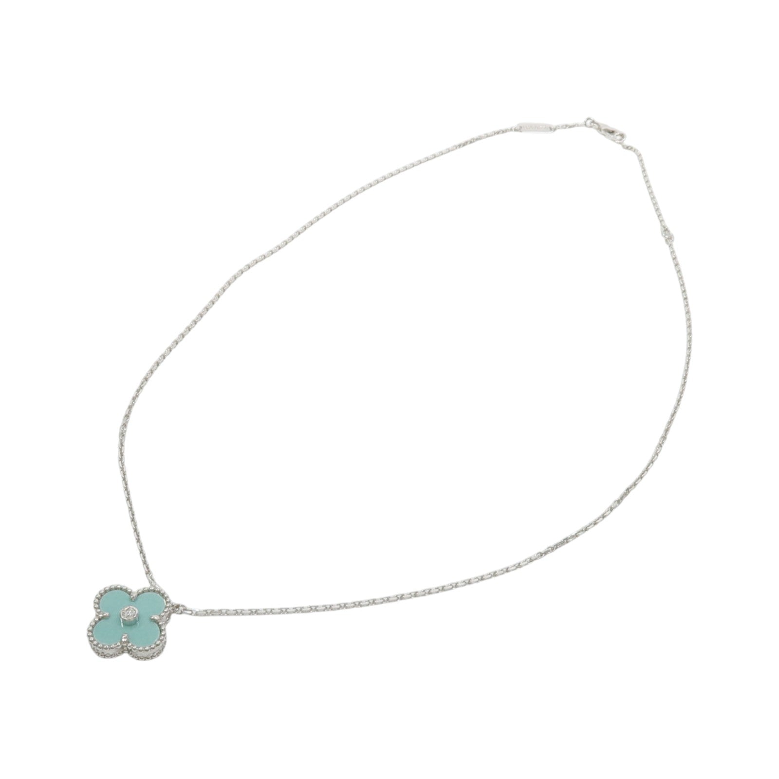 Van Cleef & Arpels 18K白金Vintage Alhambra Holiday 2022賽佛爾陶瓷/鑽石項鍊