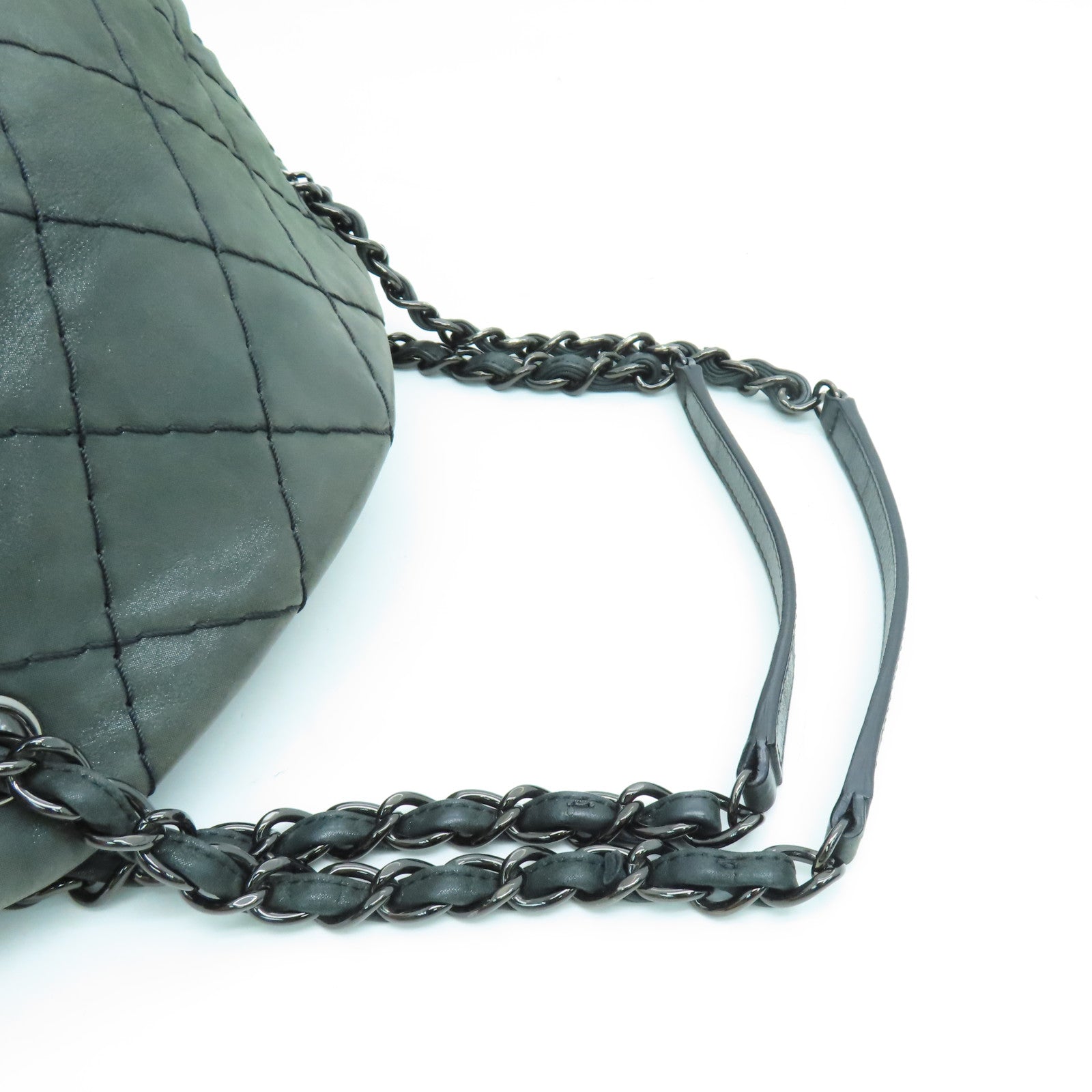 CHANEL cowhide leather Chain Shoulder shoulder bag dark green