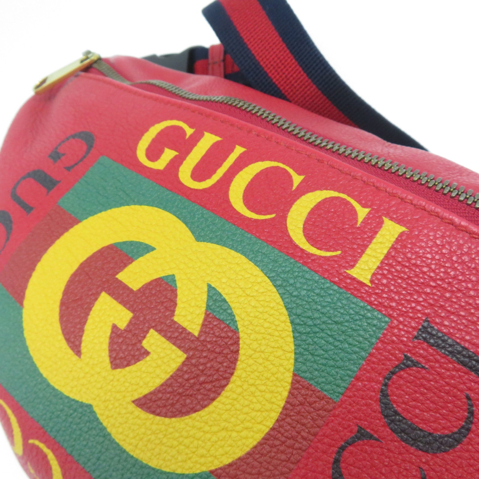 GUCCI 【激減優惠】牛皮皮革Waist Bag金扣腰包紅色