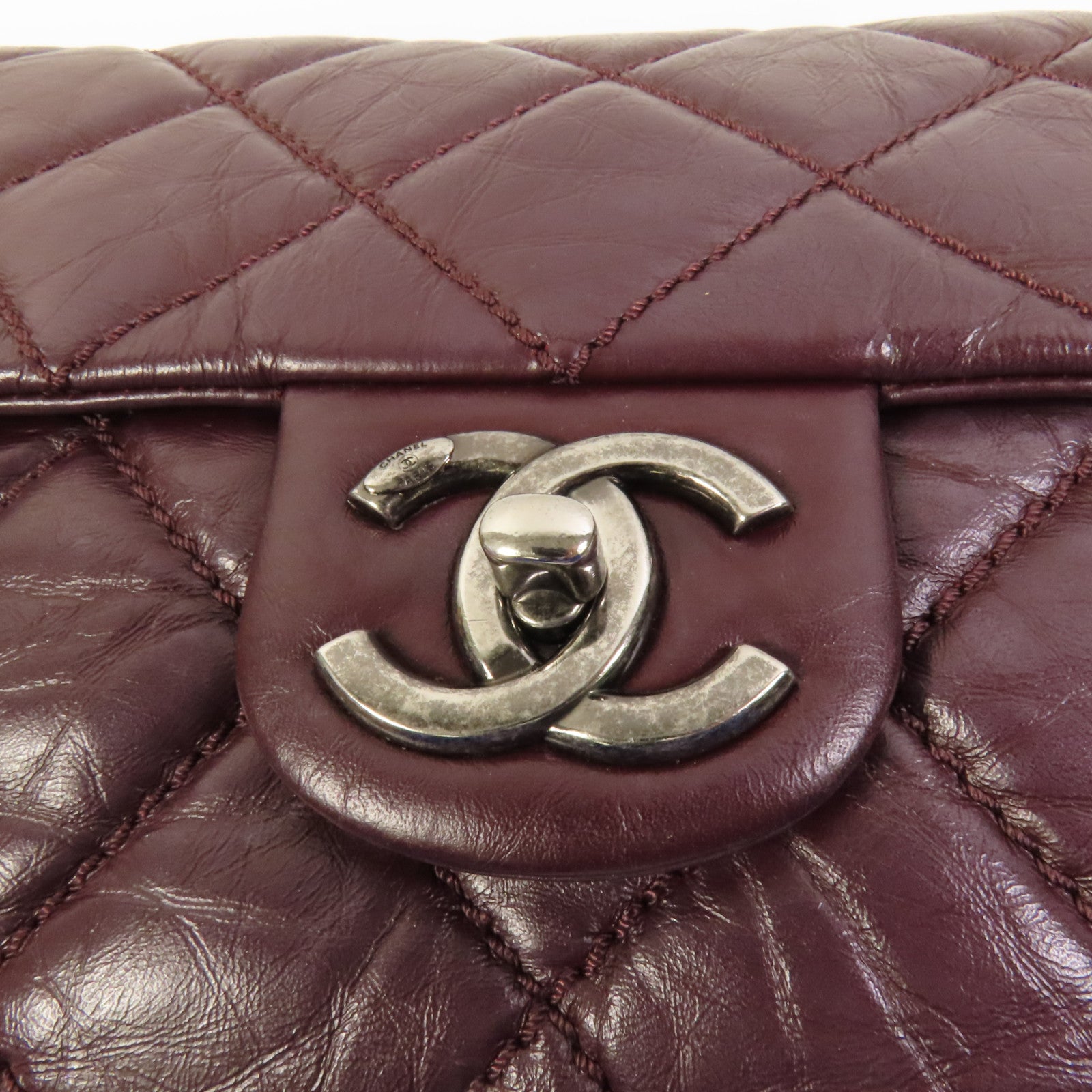 CHANEL 牛皮皮革Chain Shoulder銀扣鏈帶肩背袋