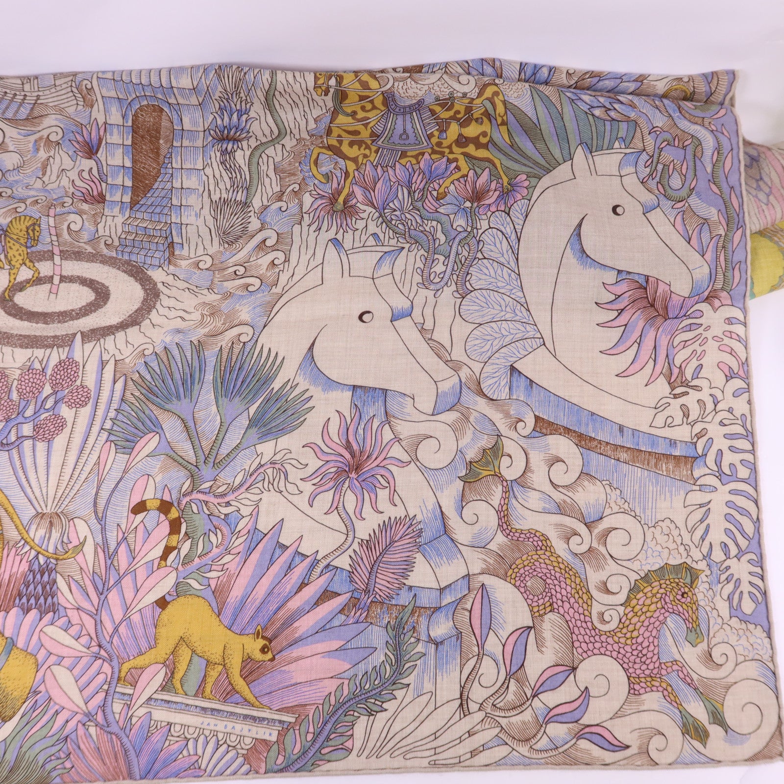 HERMES 絲質/羊絨Scarf 140X140絲巾