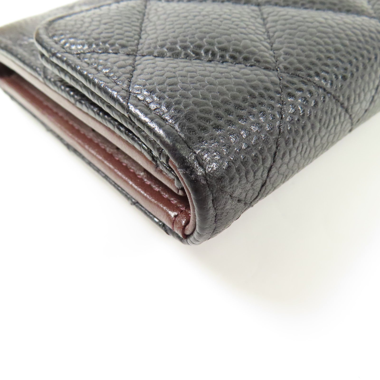 CHANEL 牛皮皮革Trifold Wallet金扣錢包