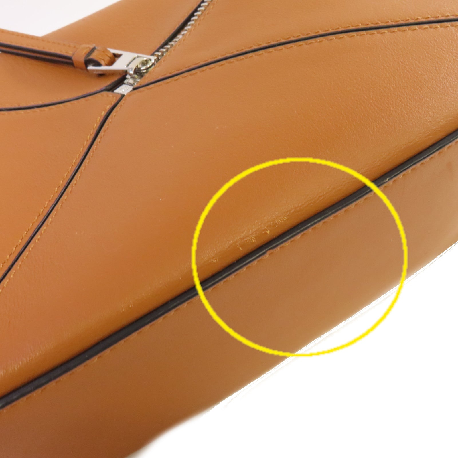 LOEWE 牛皮皮革Puzzle Bag 2Way Shoulder Bag銀扣手挽肩背兩用袋啡色