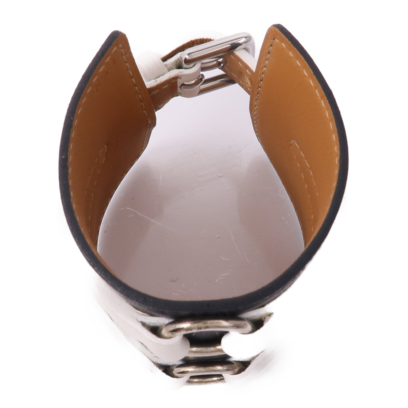 HERMES PHW Bracelet Veau Swift Leather Black White