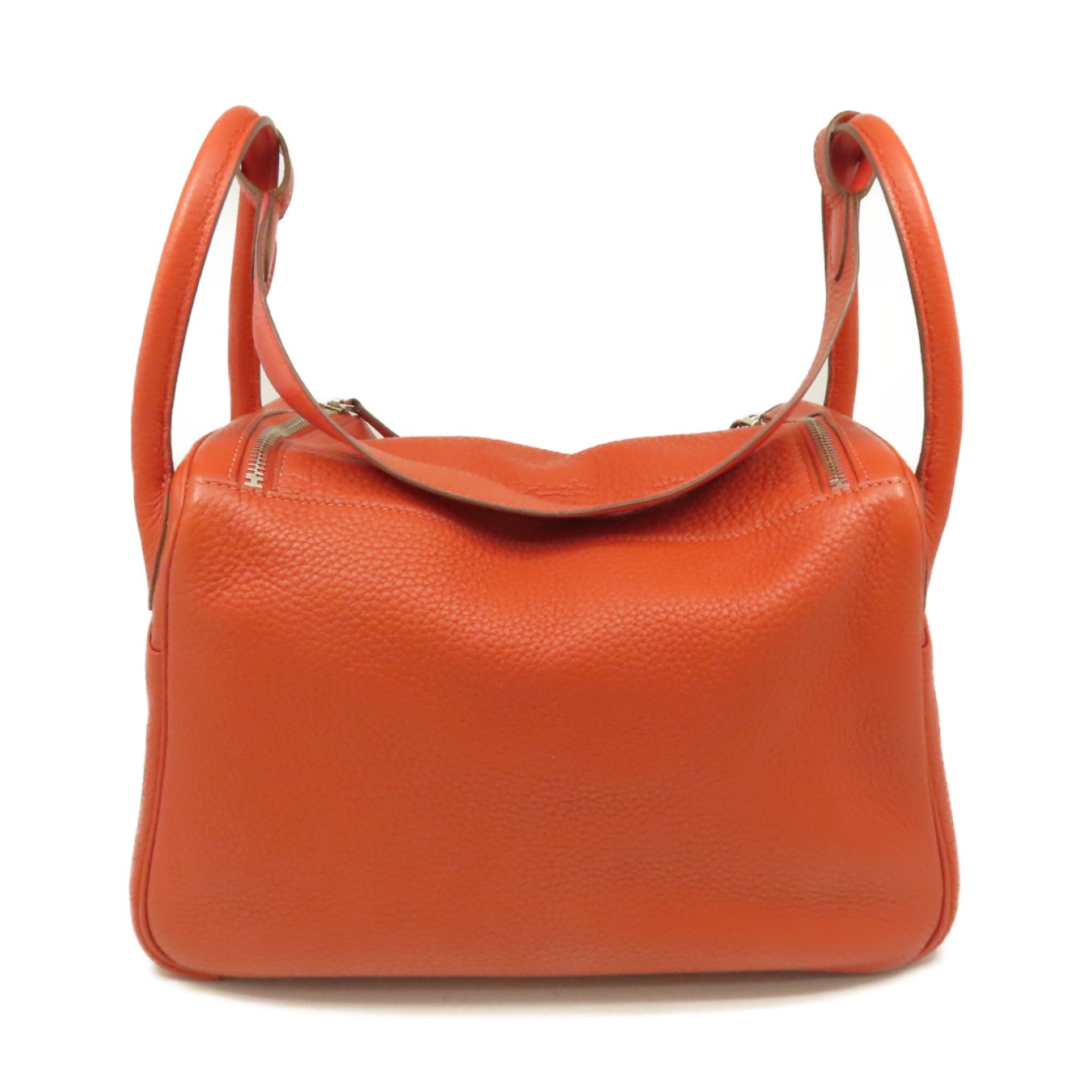 HERMES **【激減優惠】Clemence皮革Lindy 30 Shoulder Bag銀扣肩背袋Sanguine三文魚色/Rose Jaipur糖果紅色