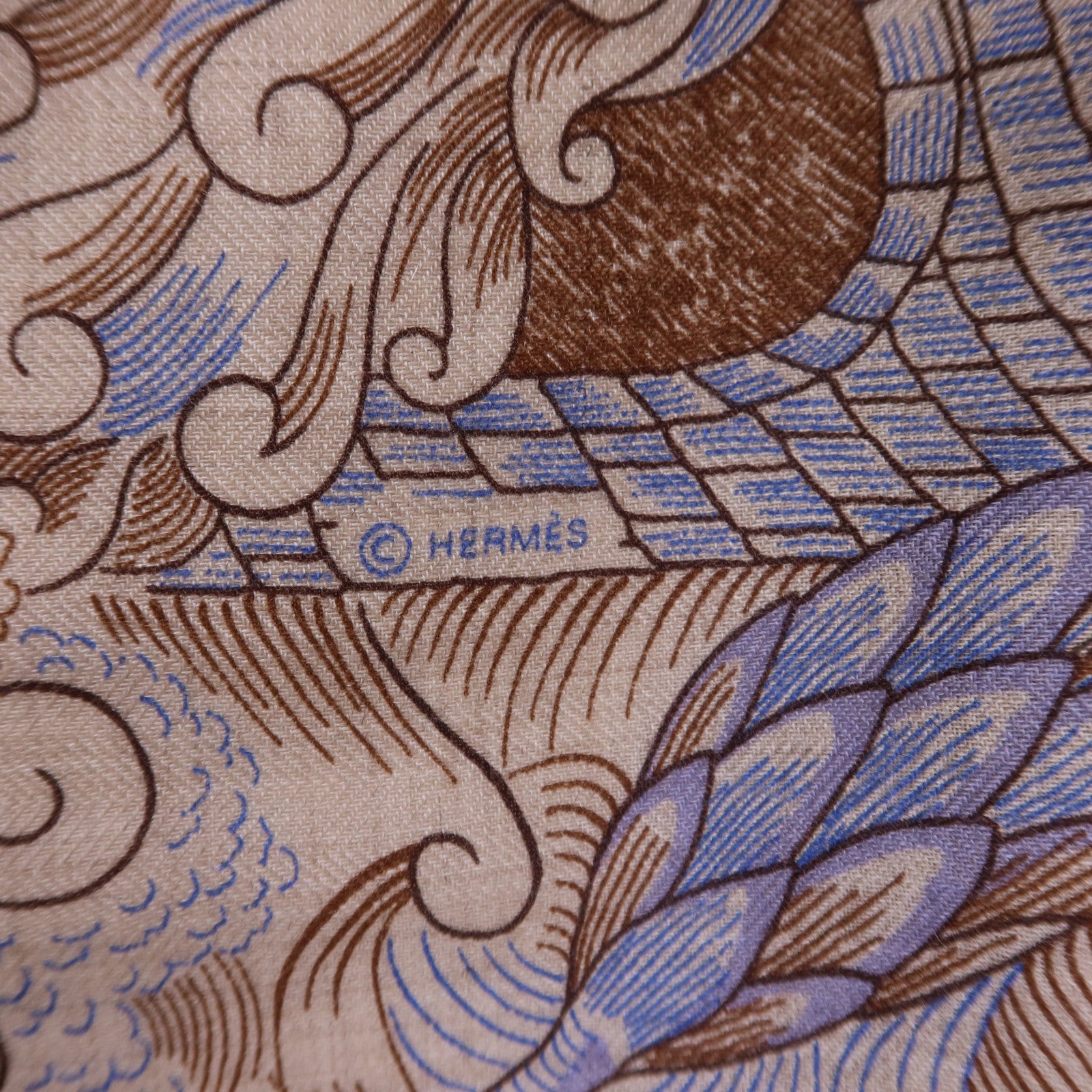 HERMES 絲質/羊絨Scarf 140X140絲巾