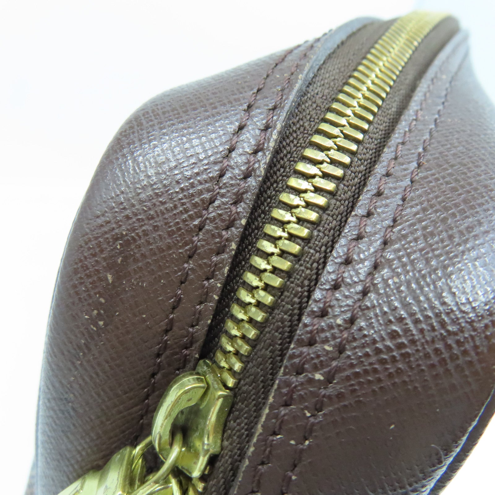 LOUIS VUITTON Damier Brera gold buckle handle bag brown