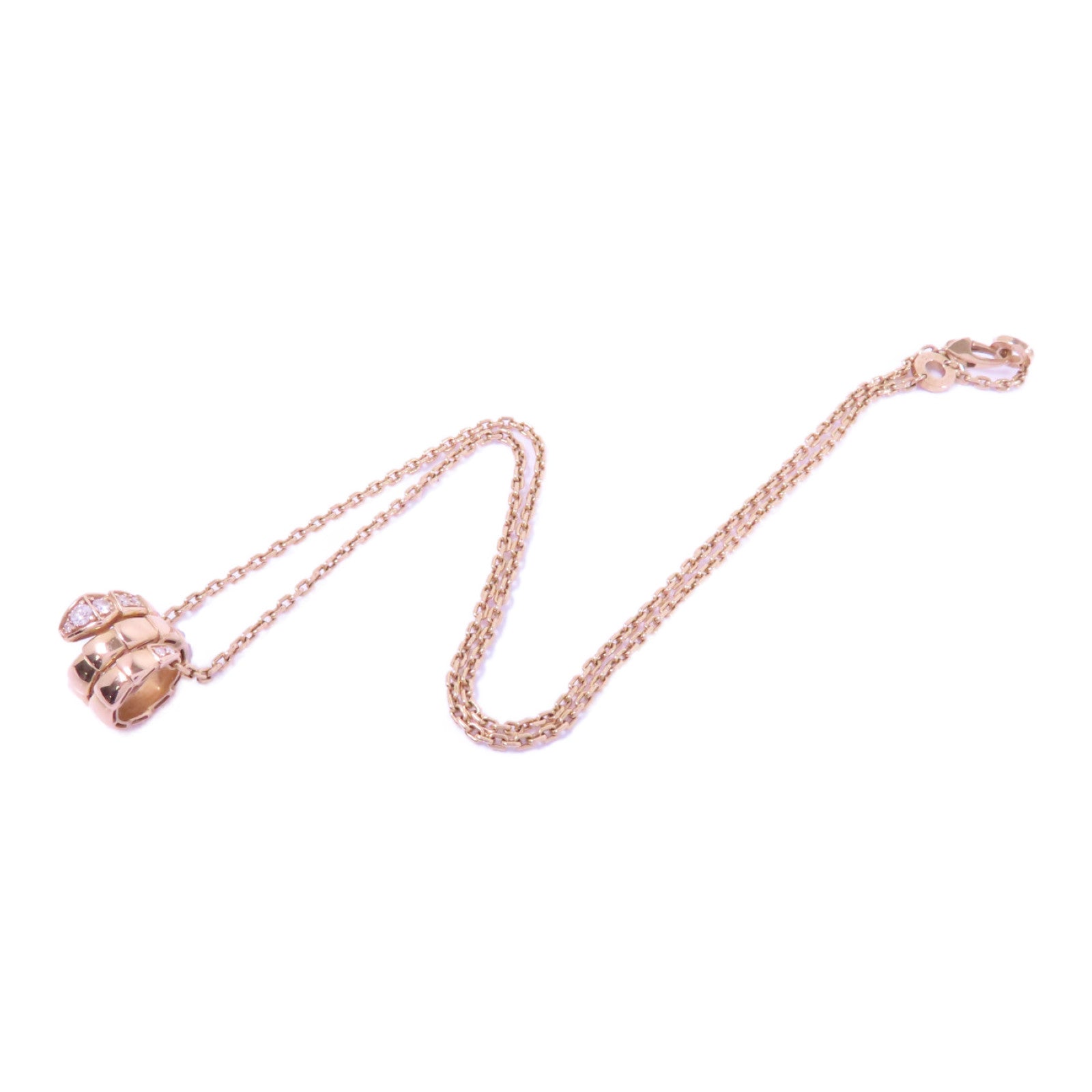 BVLGARI 18K玫瑰金Serpenti Viper Diamond Necklace鑽石項鍊