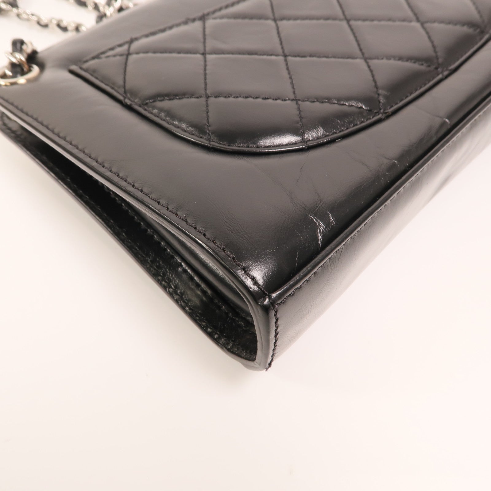 CHANEL 牛皮皮革Chain Shoulder銀扣鏈帶肩背袋