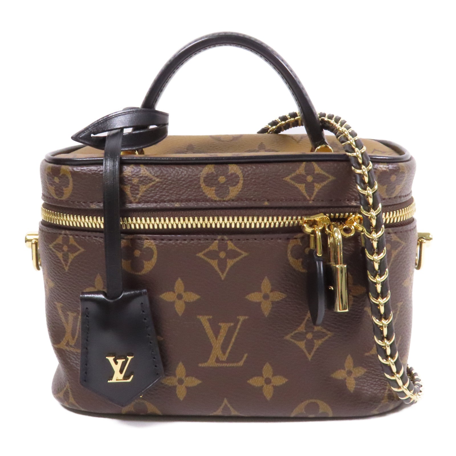 LOUIS VUITTON 【激減優惠】Monogram/Monogram Reverse Vanity PM金扣手挽肩背兩用袋啡色