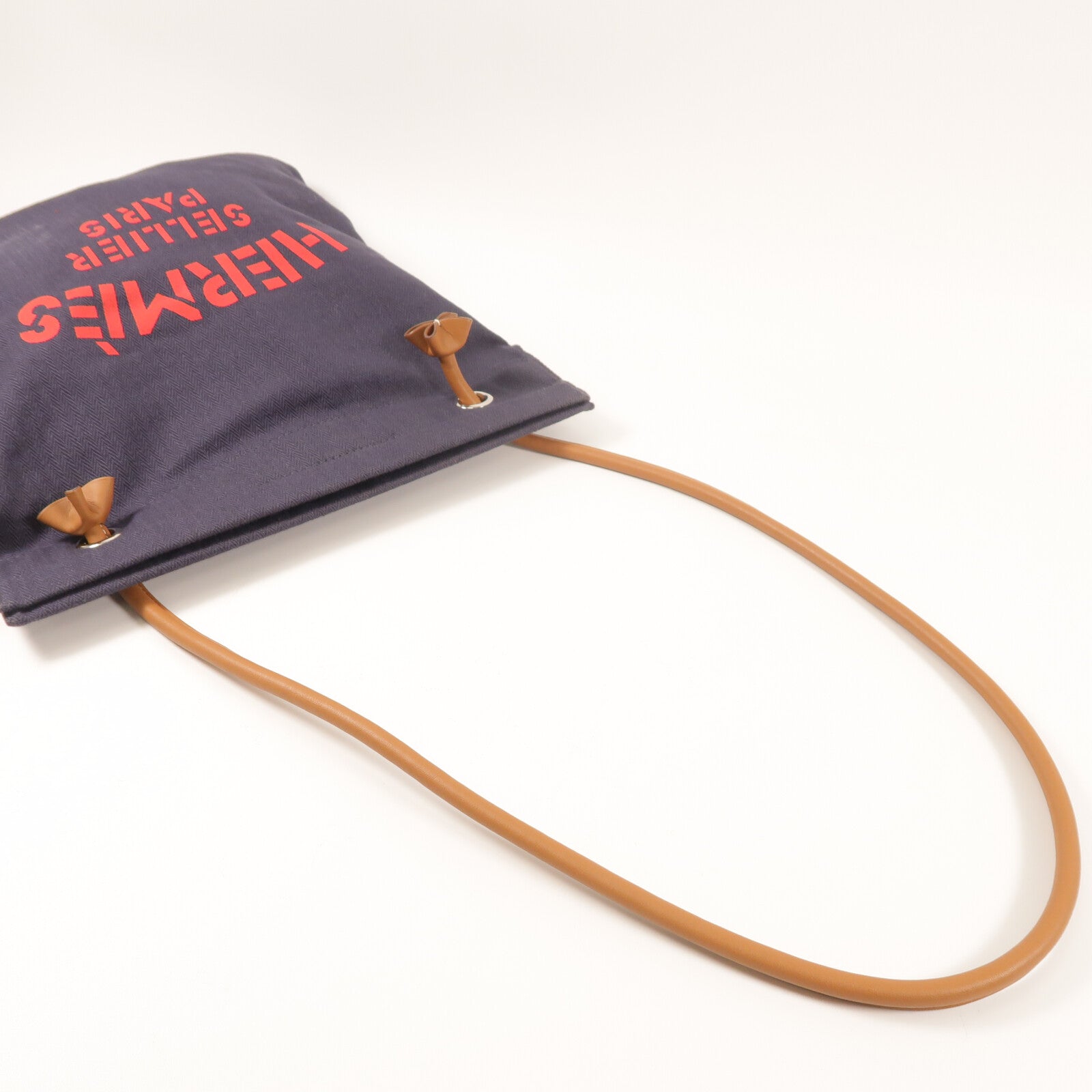 HERMES 帆布/Swift皮革Aline銀扣肩背袋