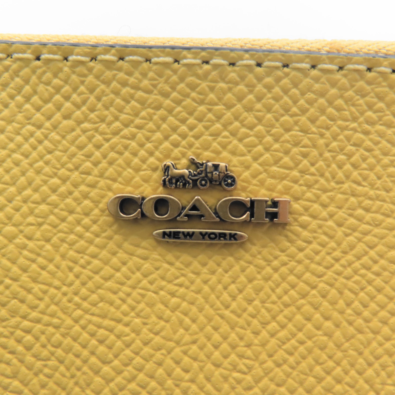 COACH 【激減優惠】牛皮皮革Card Case金扣卡片包黃色