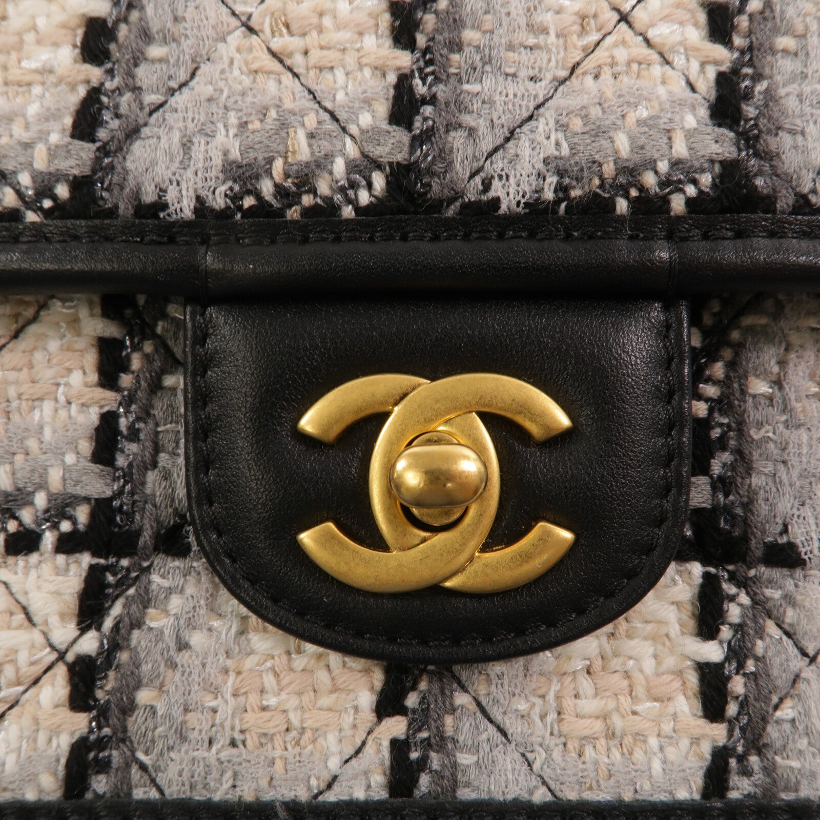 CHANEL Tweed/牛皮皮革Small Flap Bag With Top Handle鏈帶手挽肩背兩用袋
