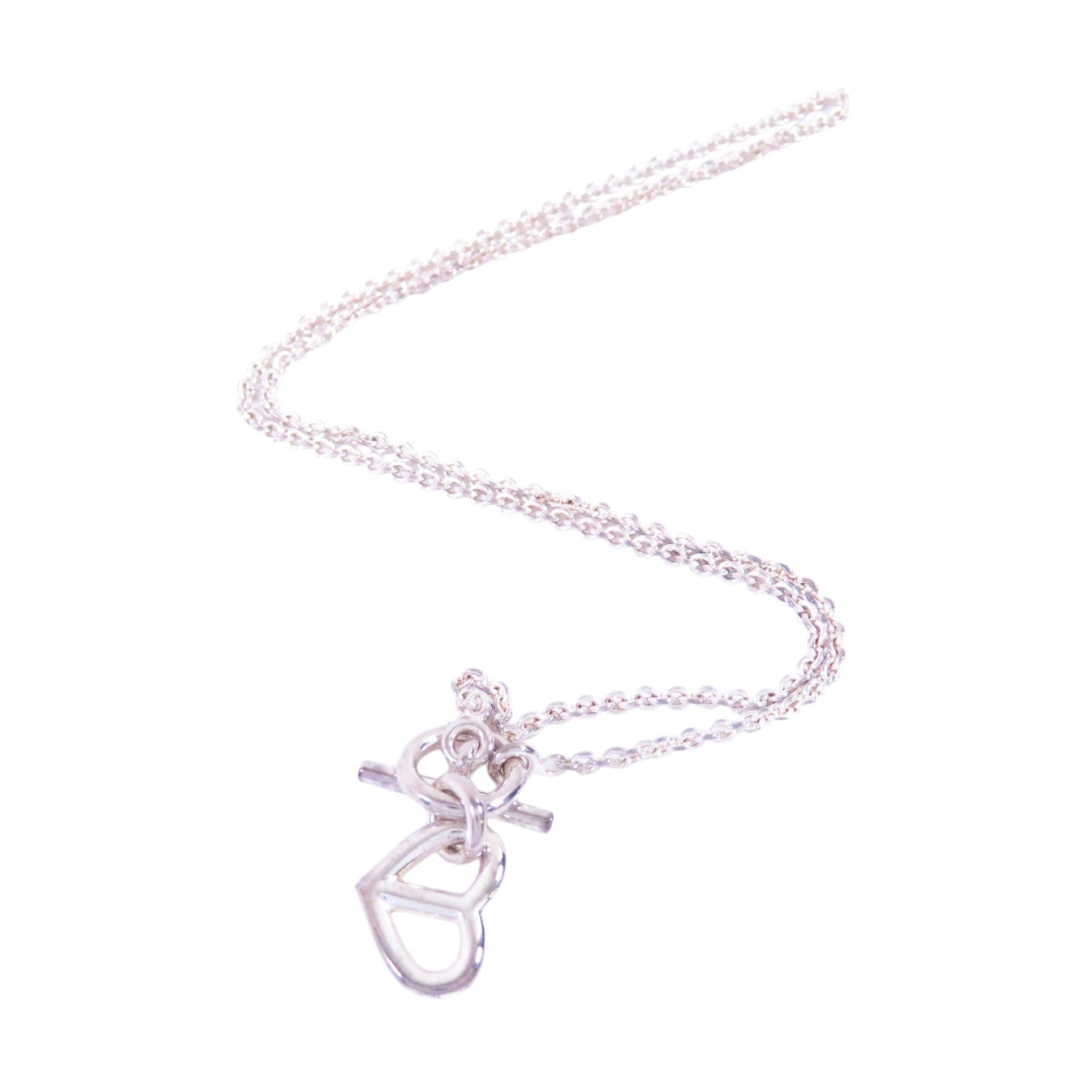 HERMES 925純銀Cache Cœur Amulette Pendant Necklace銀扣項鏈