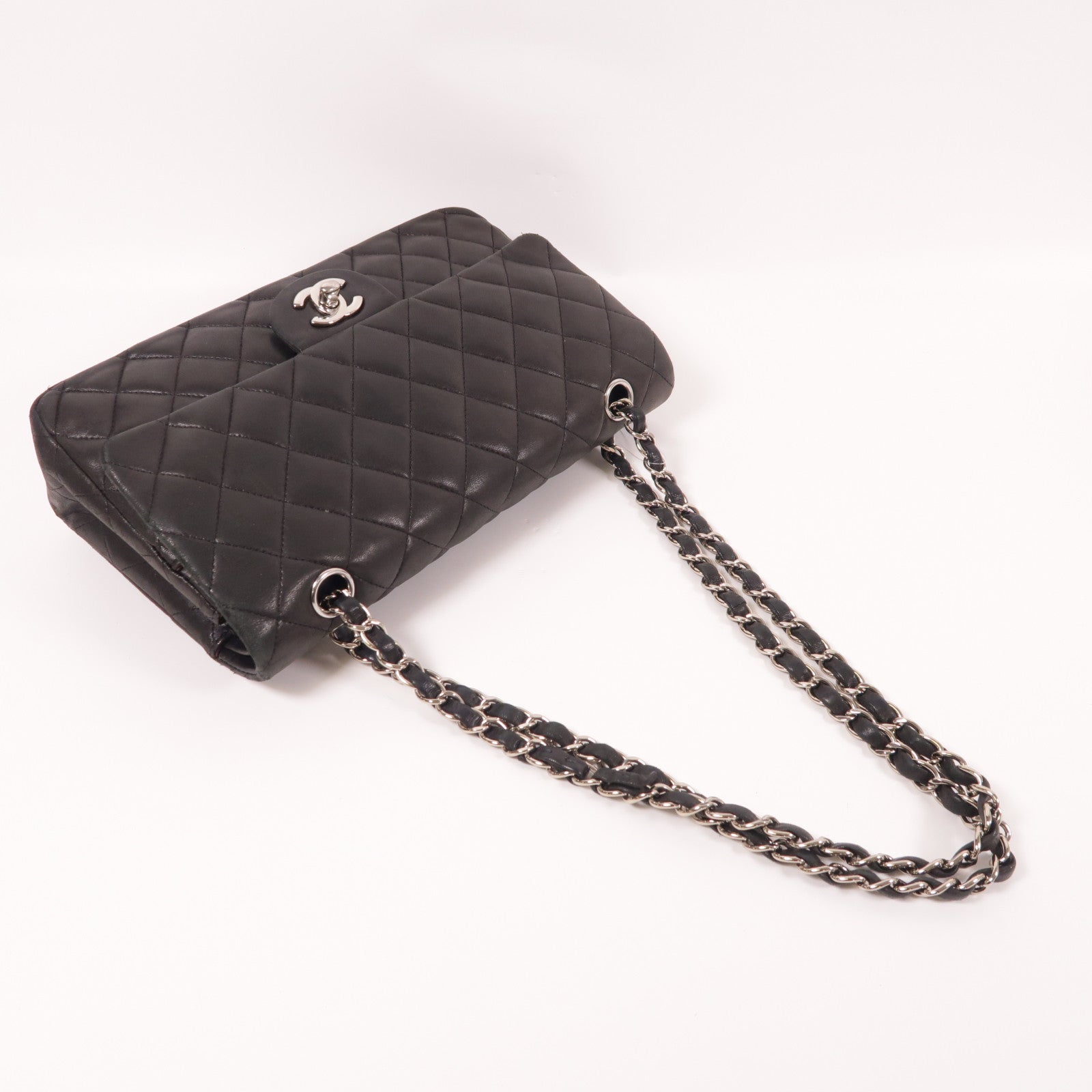 CHANEL 羊皮皮革Classic 25銀扣鏈帶肩背袋